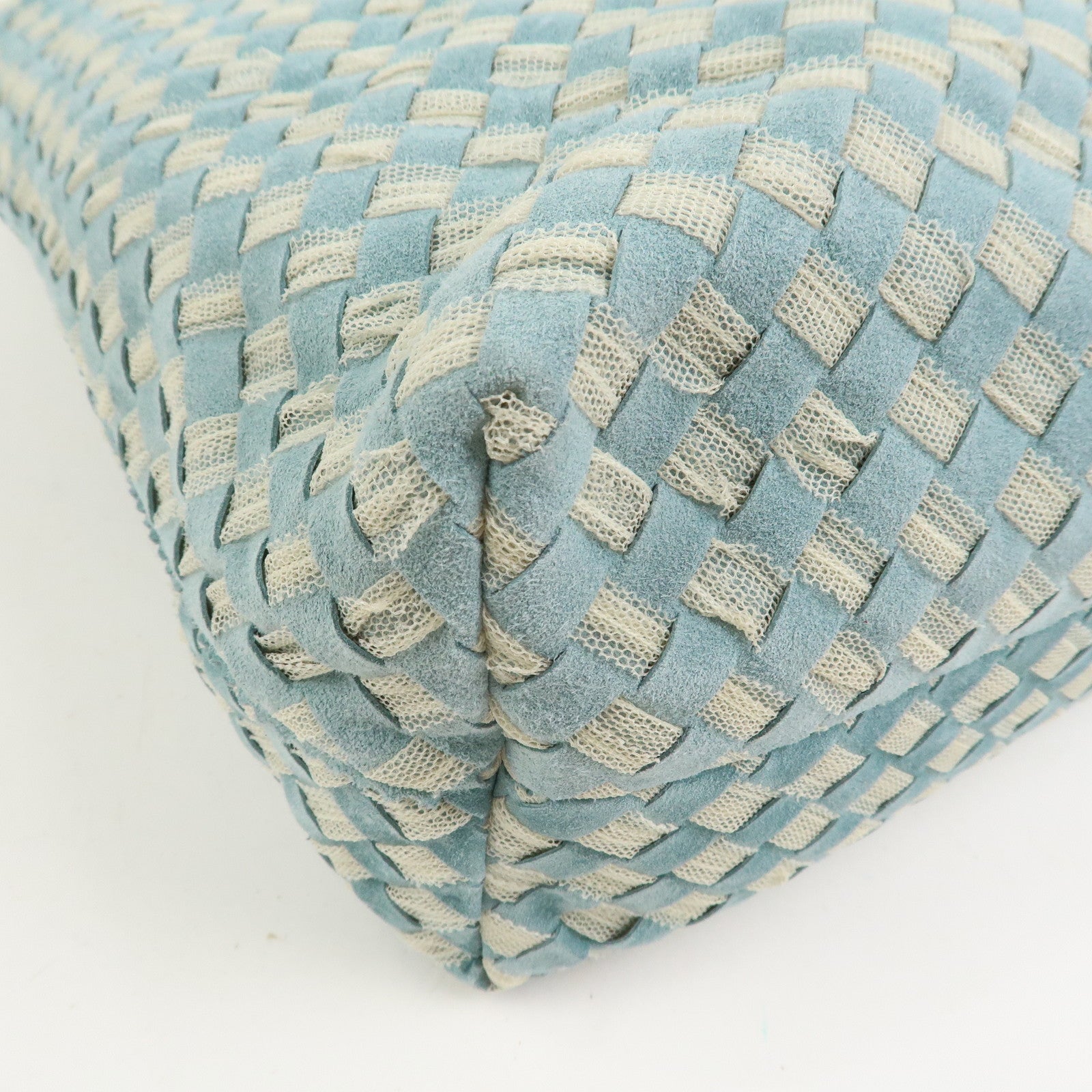 BOTTEGA VENETA Intrecciato Suede Shoulder Bag Light Blue 115807