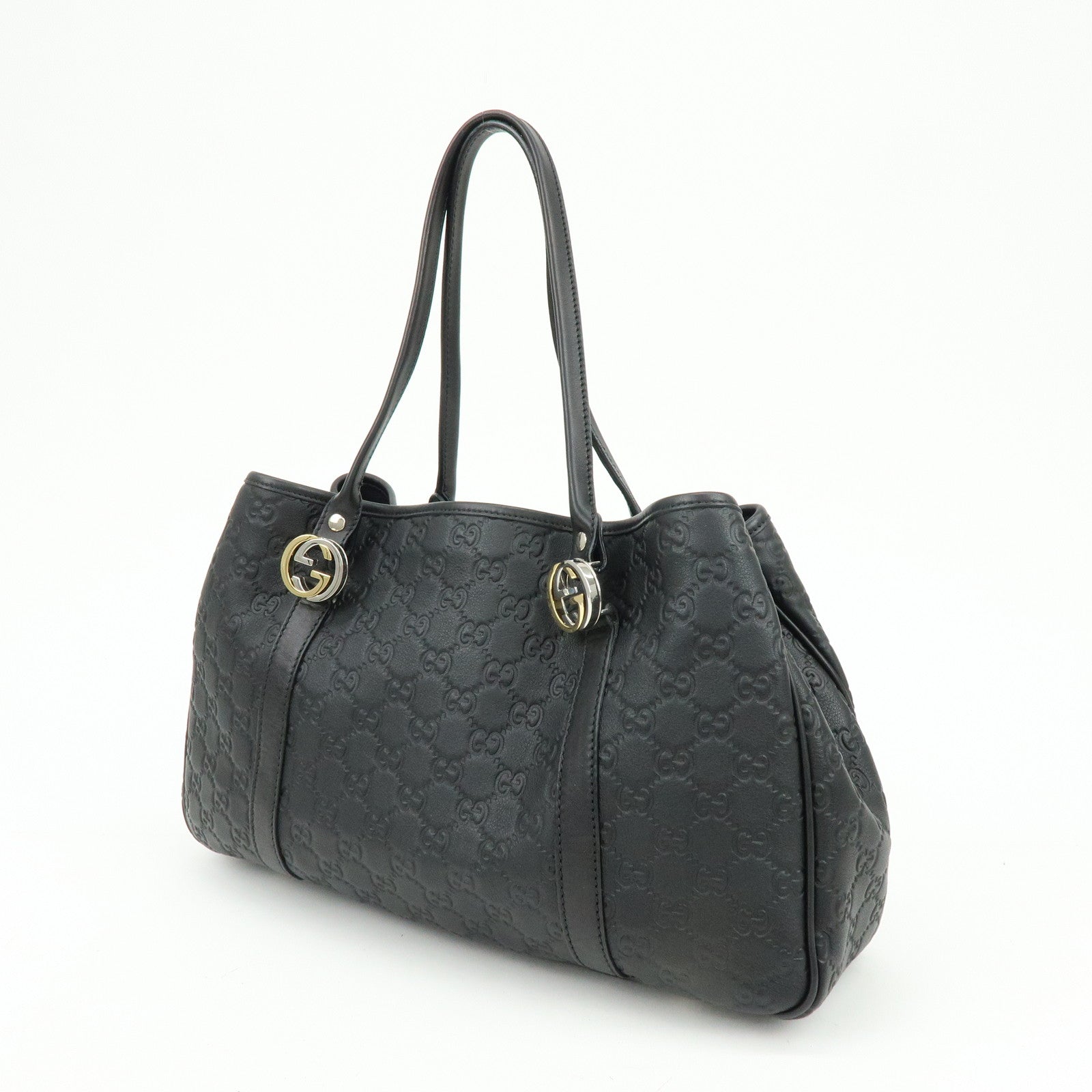 GUCCI Logo Guccissima Leather Tote Bag Shoulder Bag Black 232957