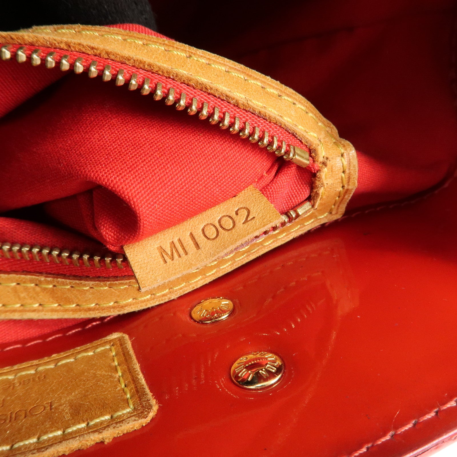 Louis Vuitton Monogram Vernis Lead PM Hand Bag Rouge M91088