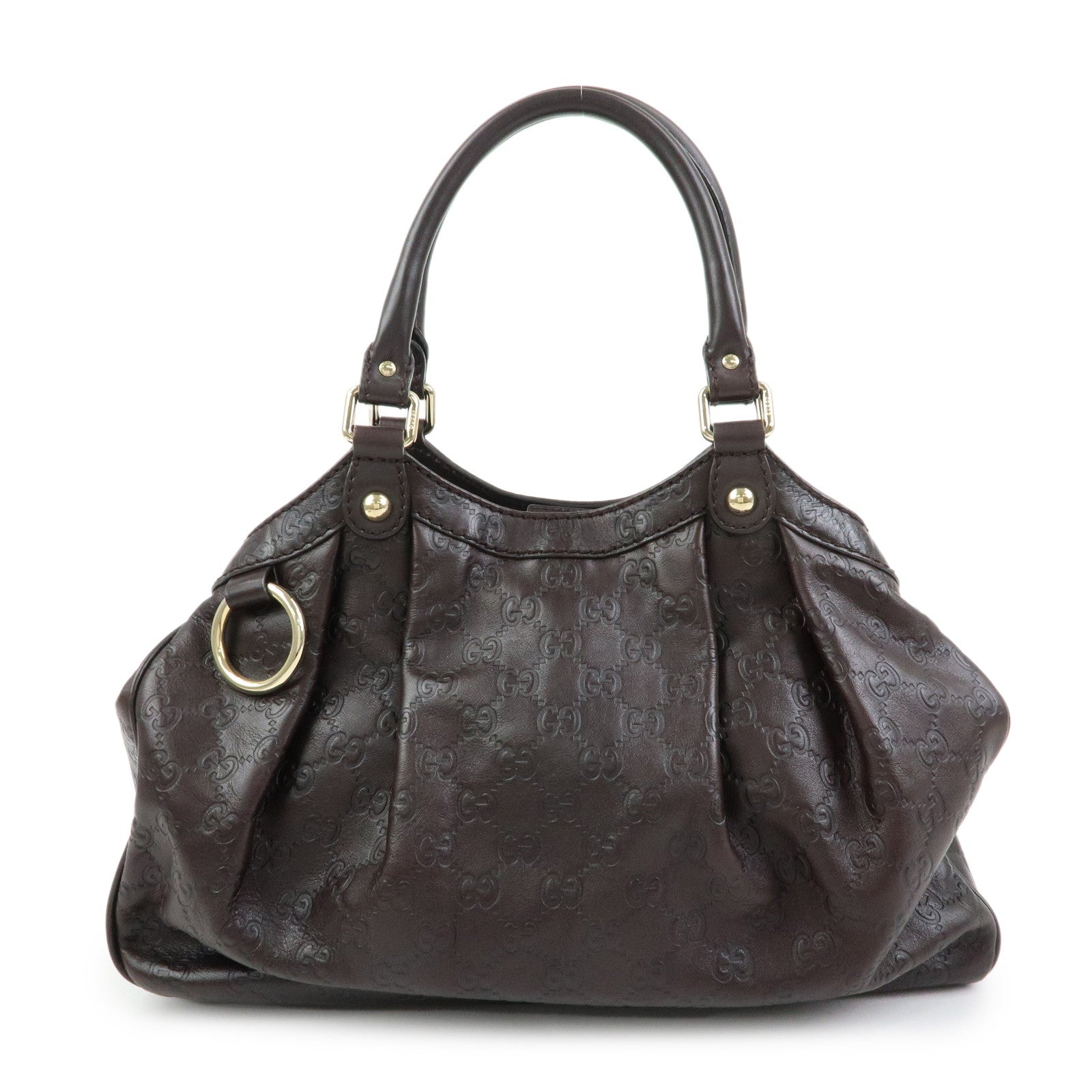 GUCCI Sukey Guccissima Leather Tote Bag Hand Bag Dark Brown 211944