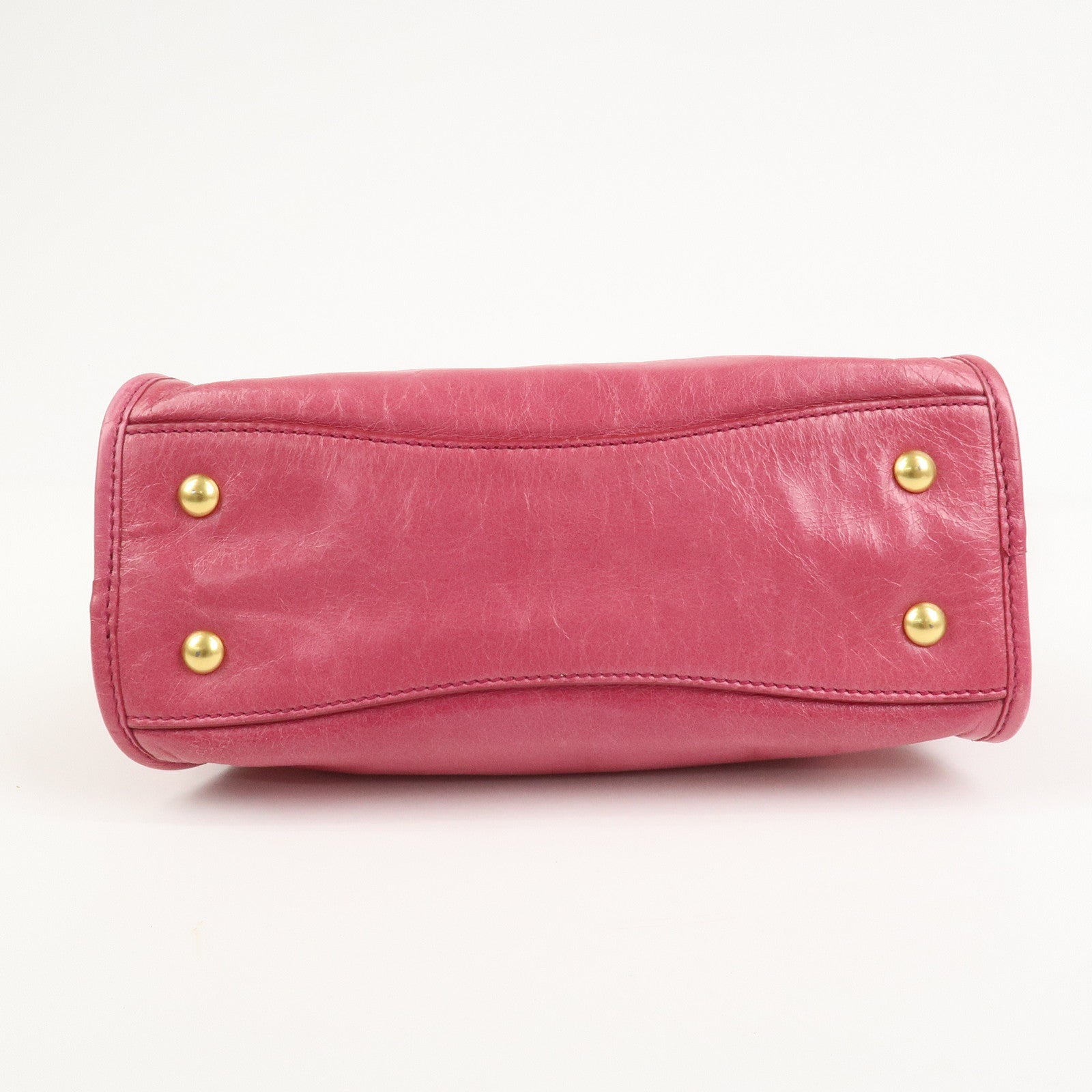 MIU MIU Logo Leather 2Way Bag Hand Bag Shoulder Bag Pink 5BB104