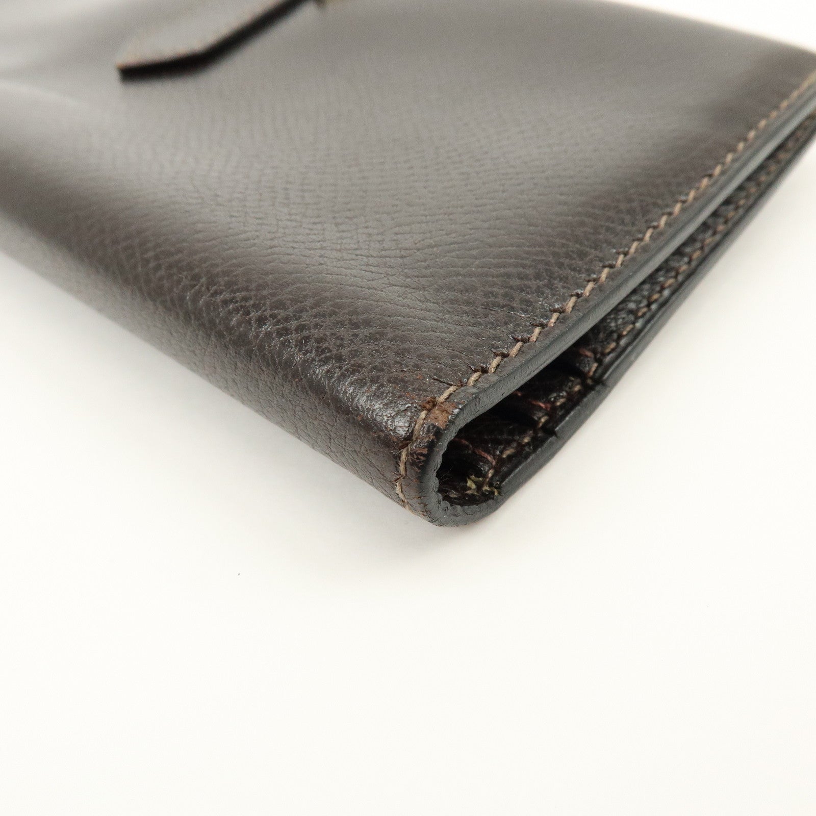 HERMES Béarn Classic Courchevel Long Wallet P Stamped Dark Brown