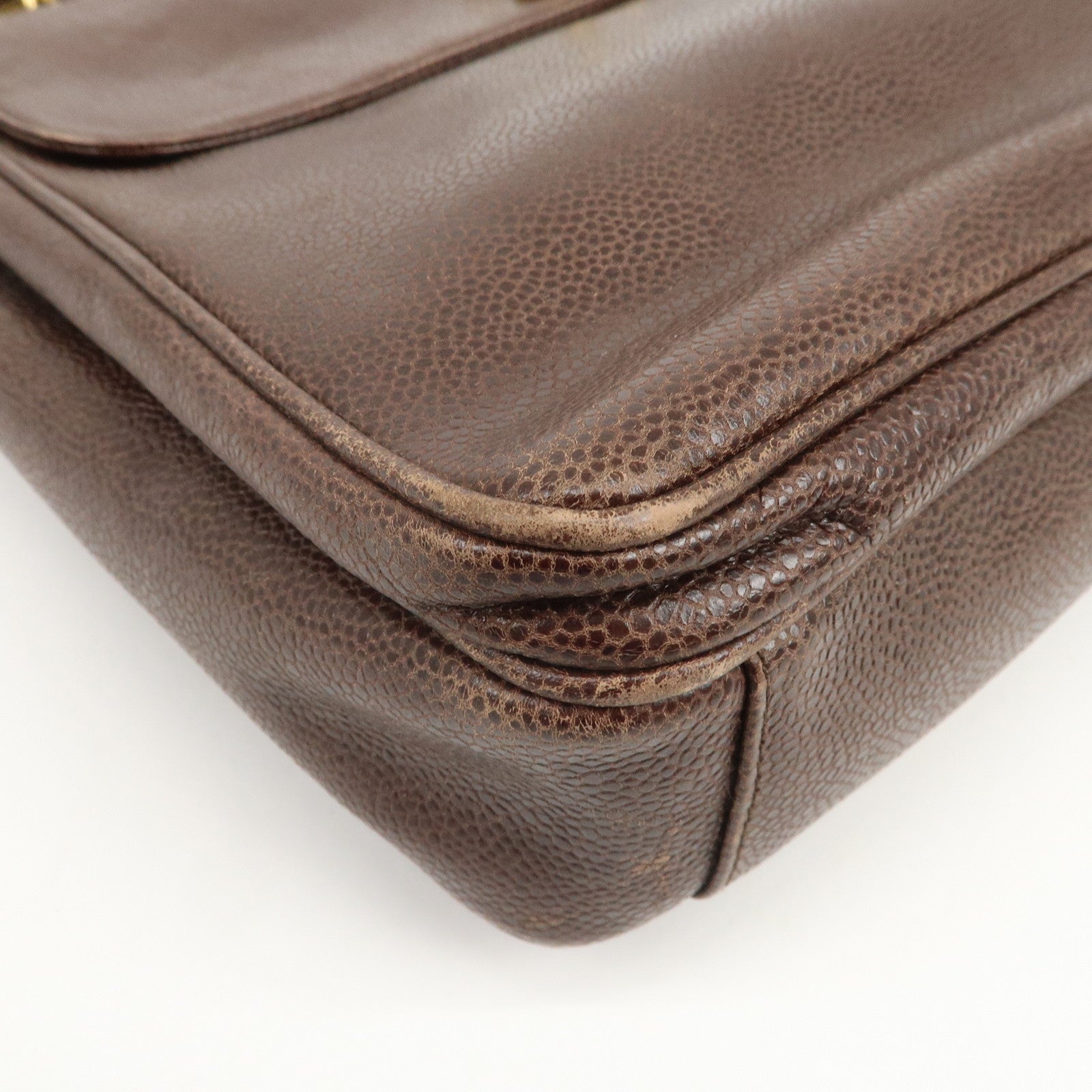 CHANEL COCO Mark Caviarskin Shoulder Bag Brown Gold