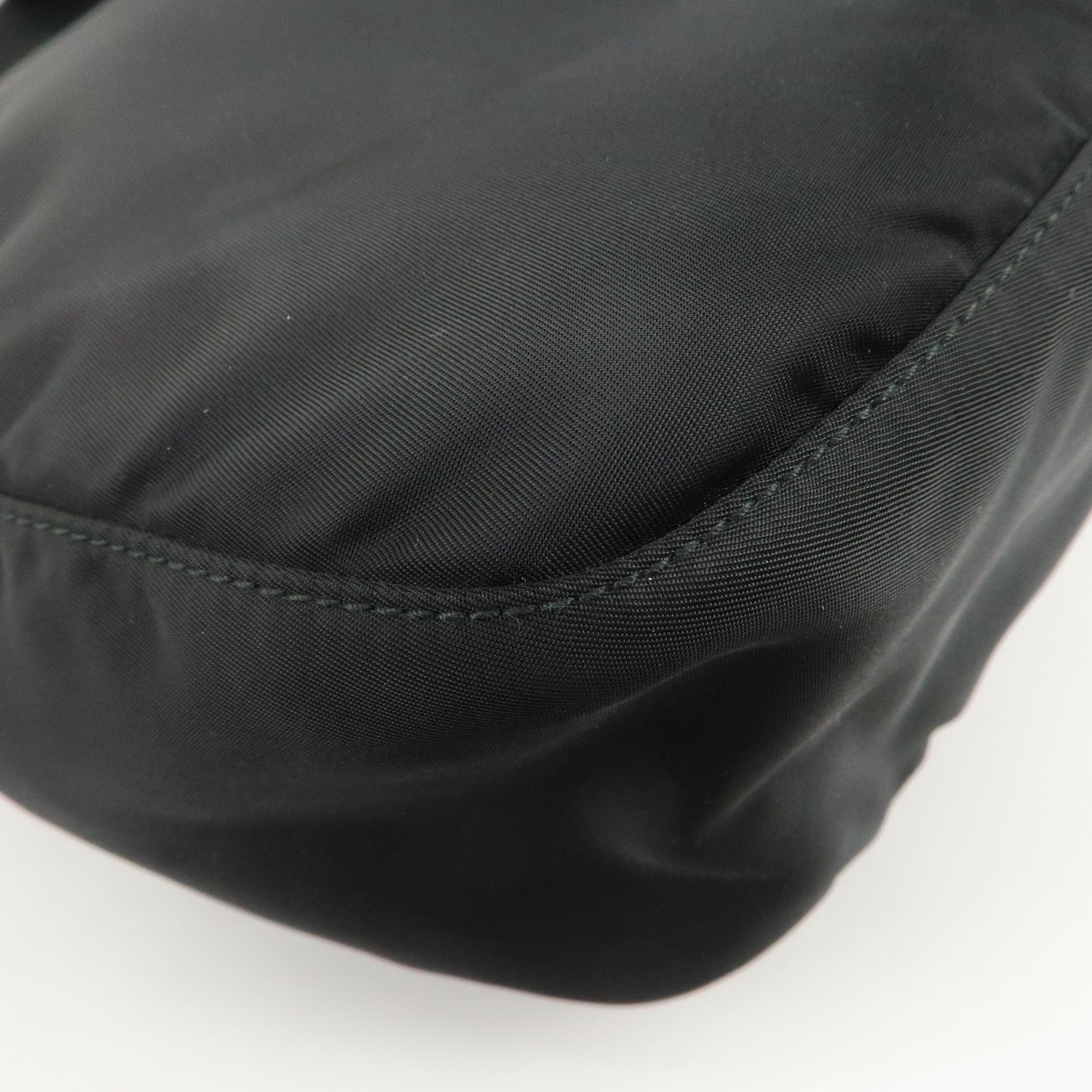 PRADA Triangle Logo Nylon Saffiano Leather Shoulder Bag Black