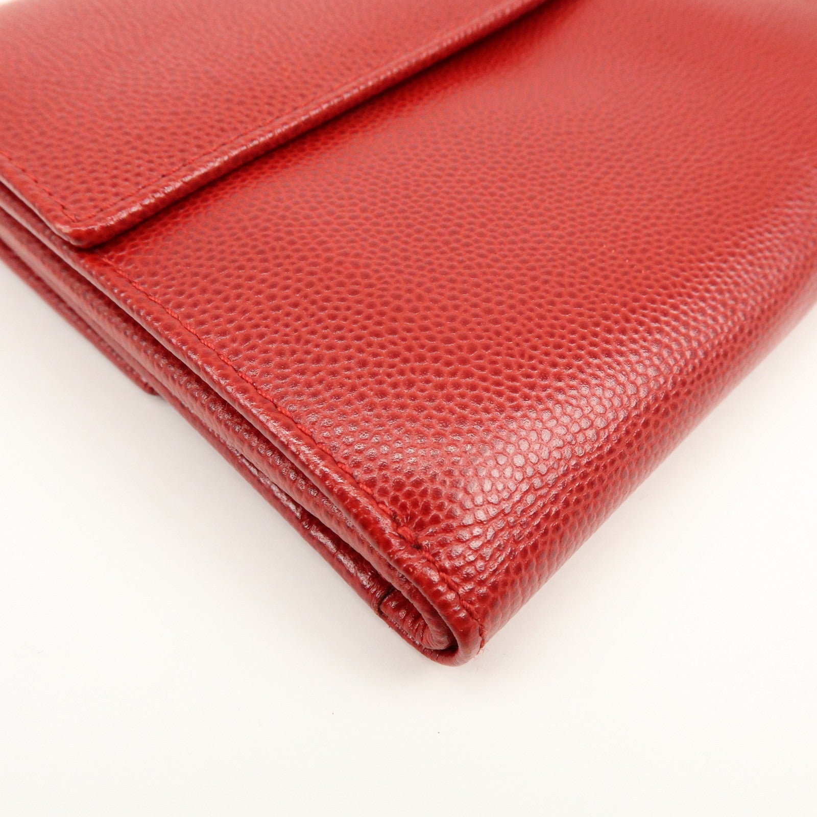 Christian Dior Logo Leather Bi-fold Compact Wallet Red