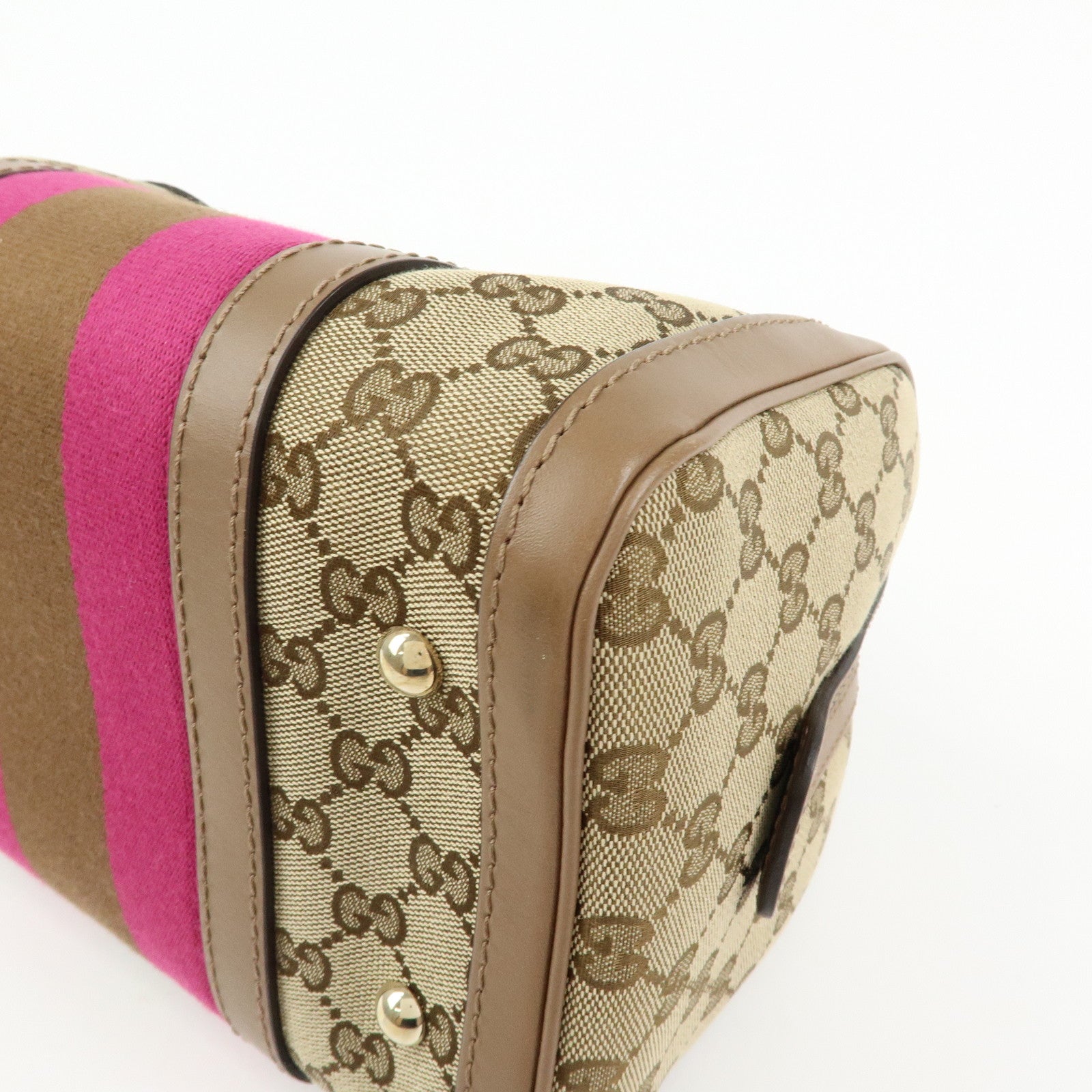 GUCCI Sherry GG Canvas Leather 2WAY Bag Boston Bag Beige 269876