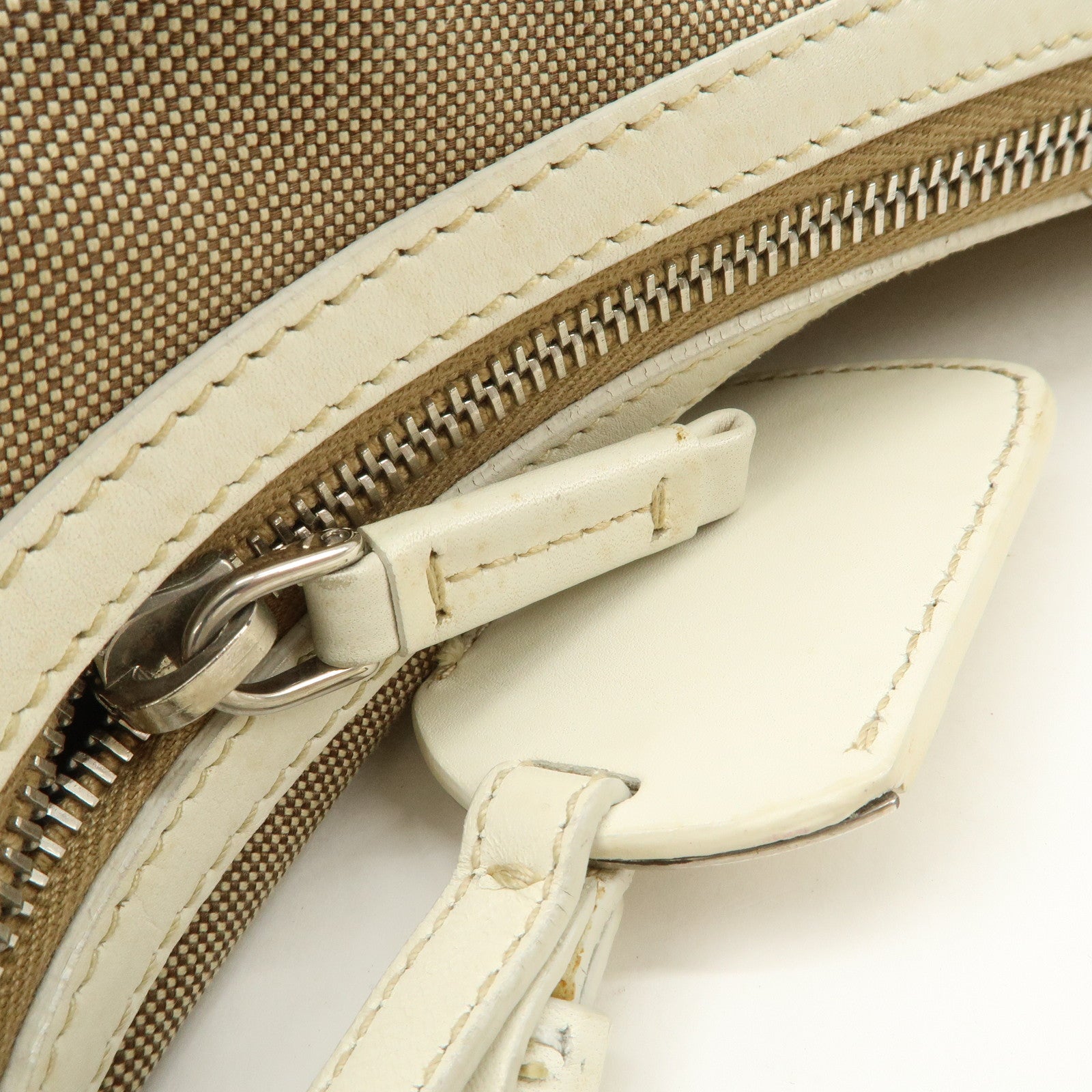 PRADA Logo Jacquard Canvas Leather Shoulder Bag Hand Bag BR3423