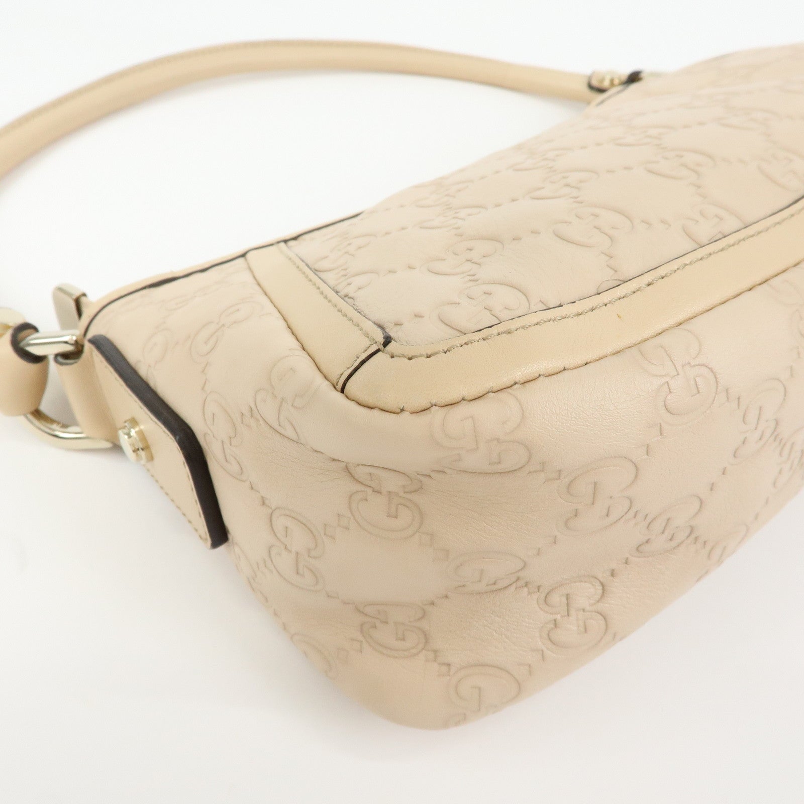 GUCCI Abbey Guccissima Leather Hand Bag Shoulder Bag Beige 130939