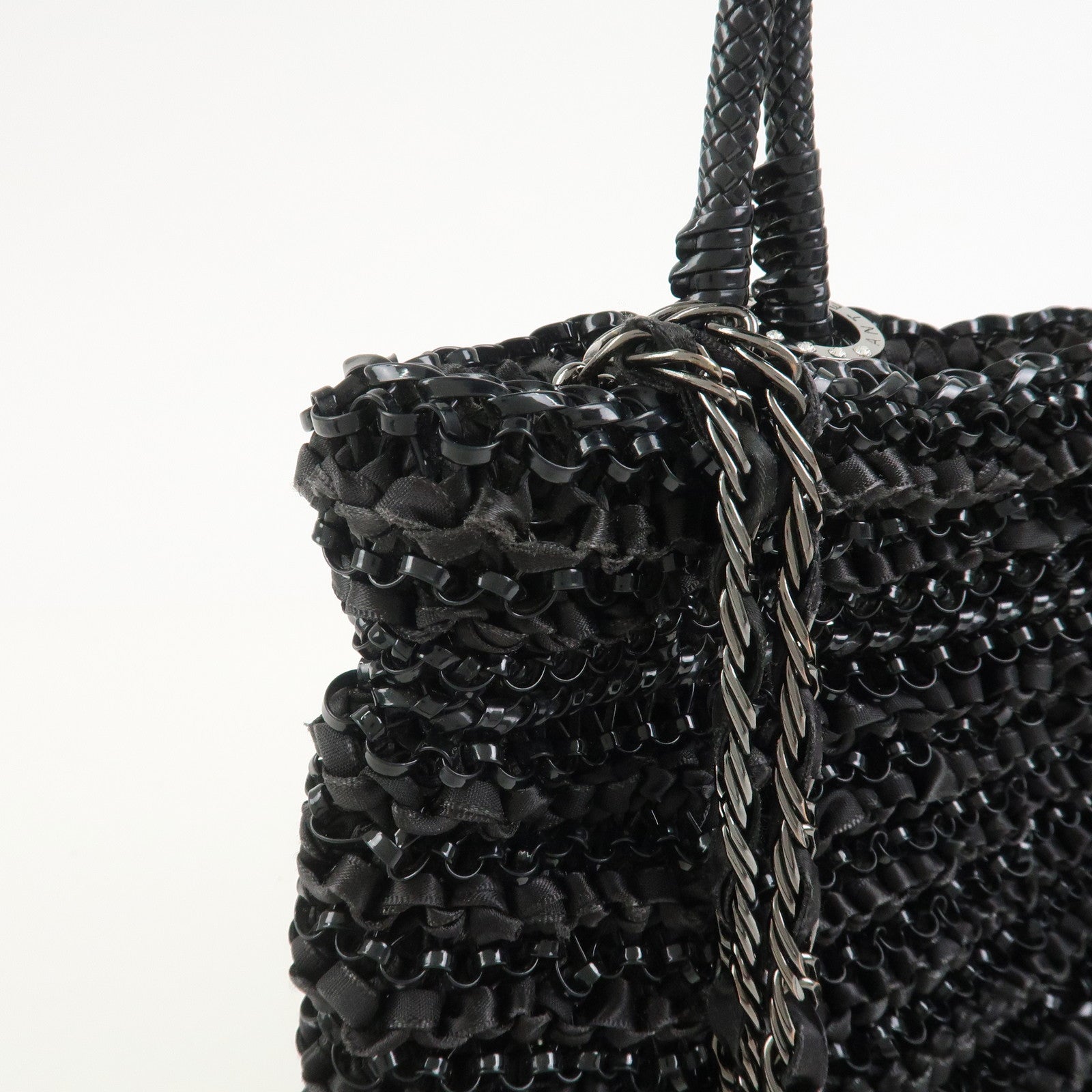 ANTEPRIMA Wire Bag PVC 2Way Bag Hand Bag Shoulder Bag Ribbon Black