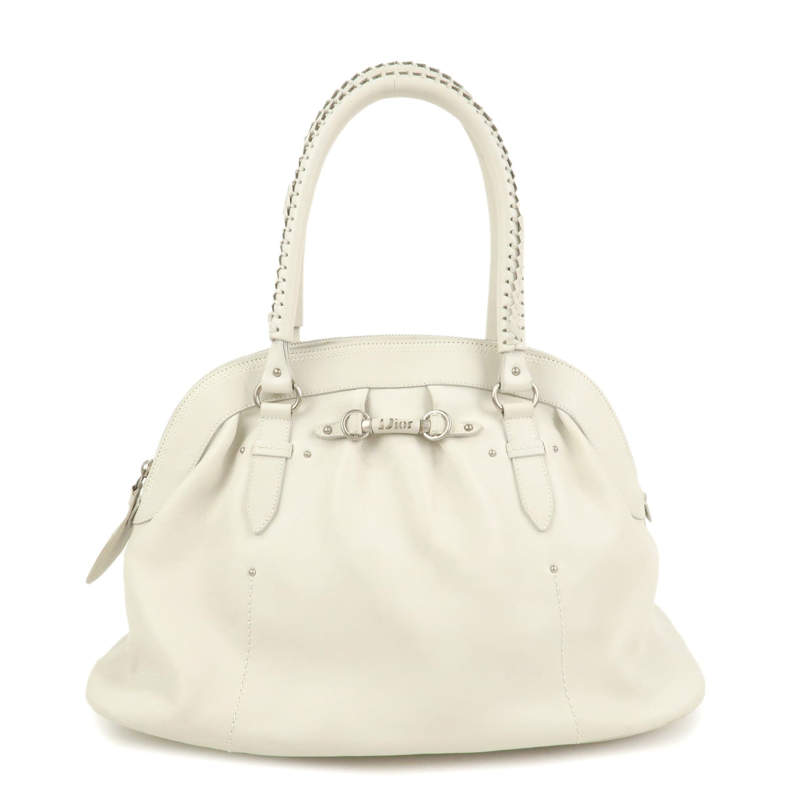 Christian Dior Leather Shoulder Bag Hand Bag White 10-RU-0037