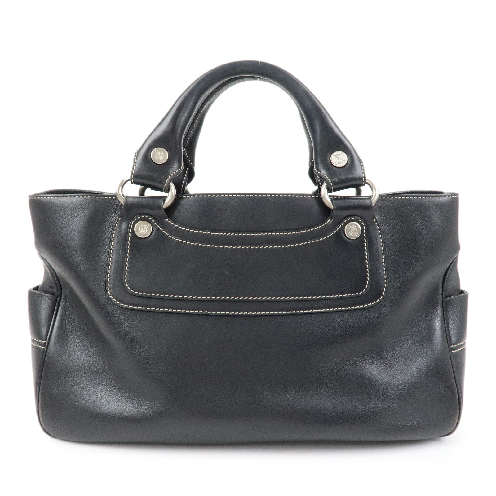CELINE Leather Boogie Bag Macadam Engraved Hand Bag Tote Bag Black