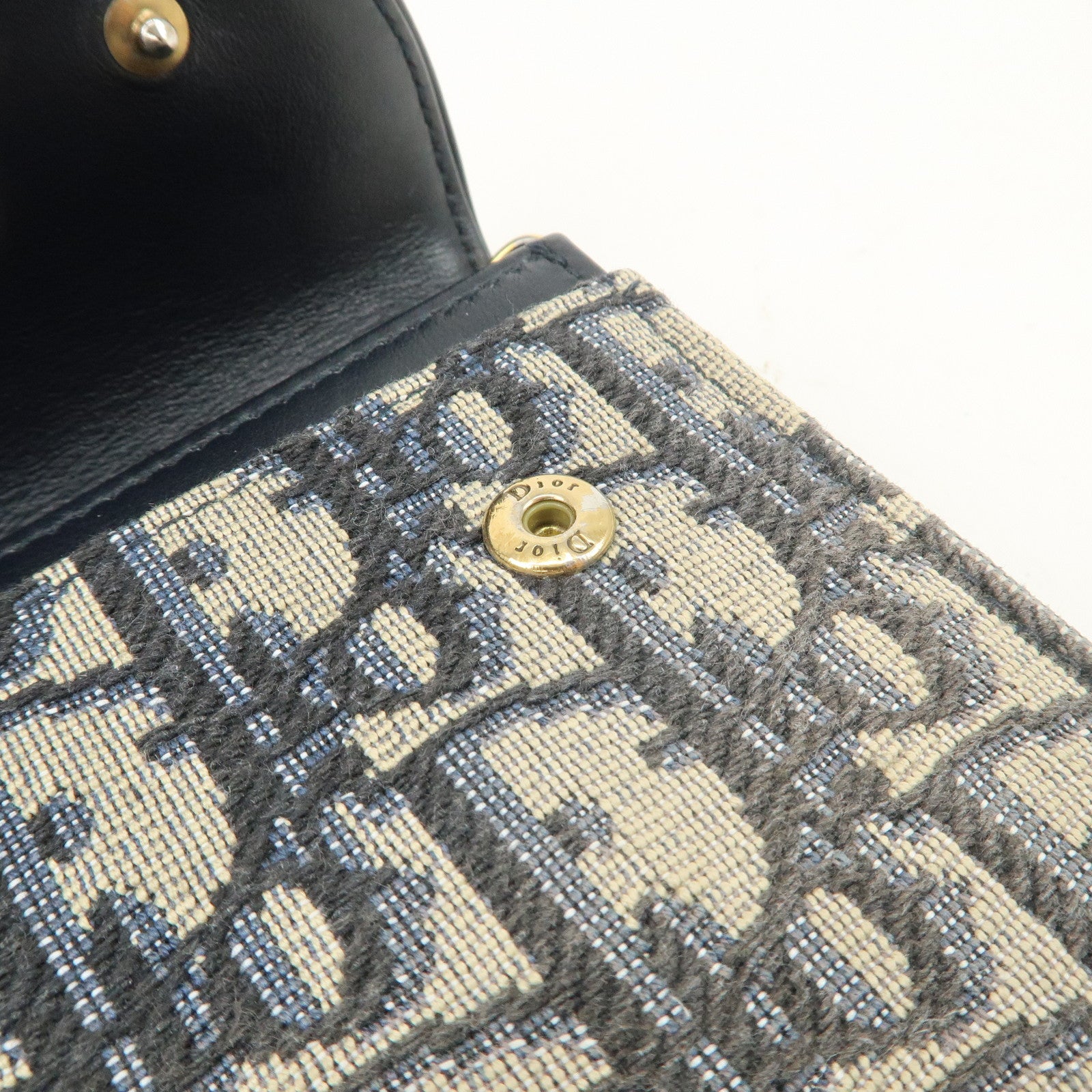 Christian Dior Jacquard Leather Saddle Small Chain Shoulder Wallet
