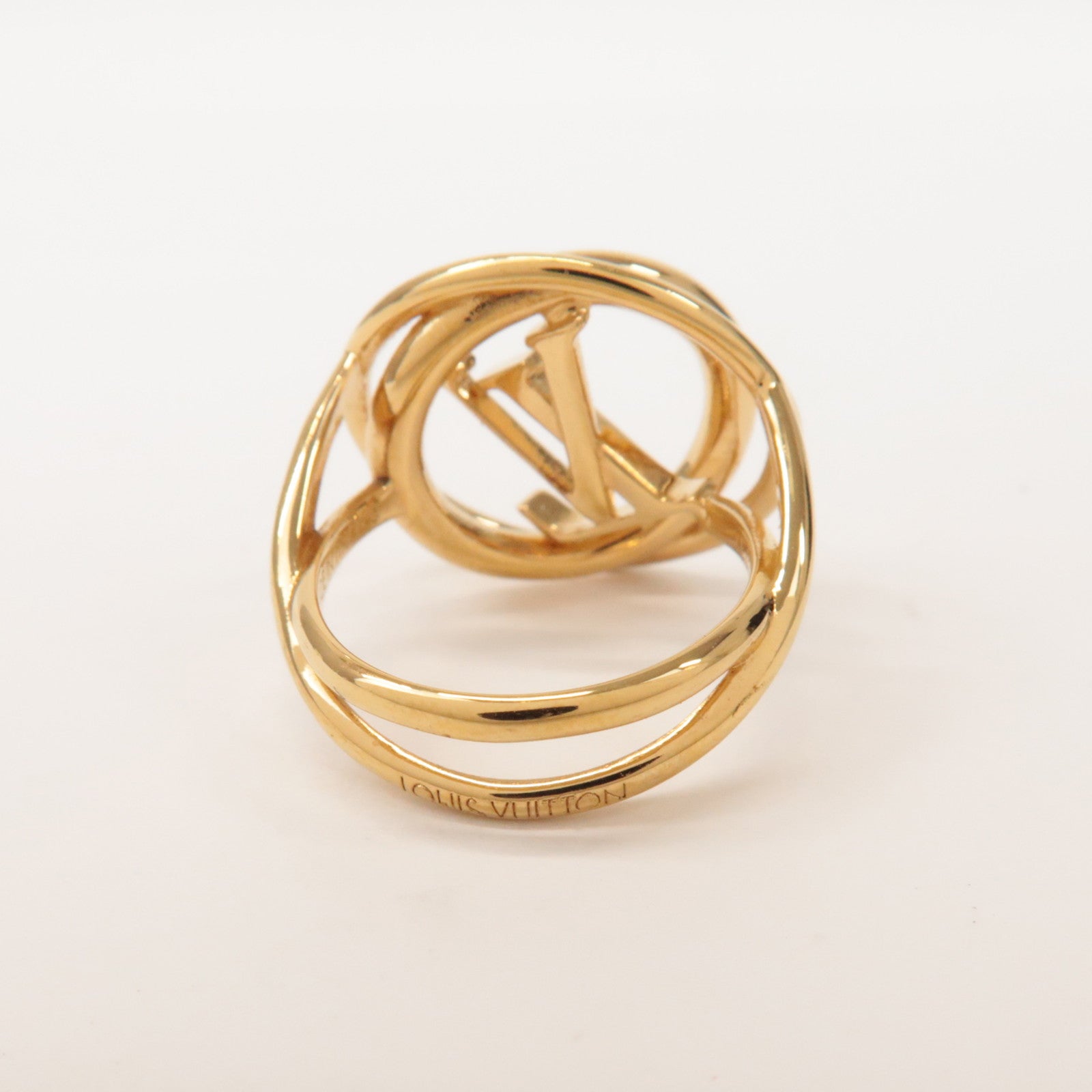 Louis Vuitton Bague LV Logo Metal Stellar Ring Gold S M0937