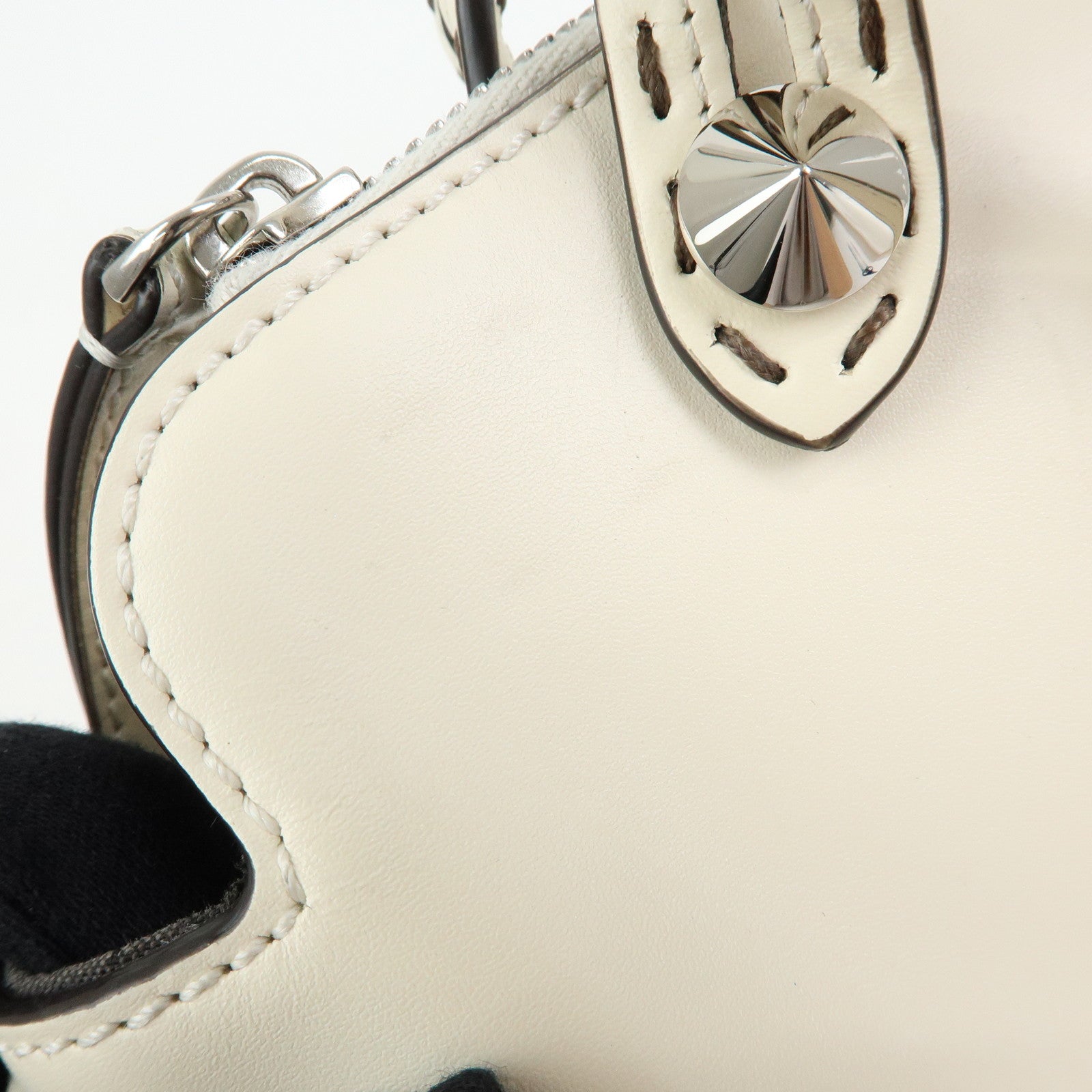 FENDI By The Way Leather Medium 2Way Bag Shoulder Bag Ivory 8BL146