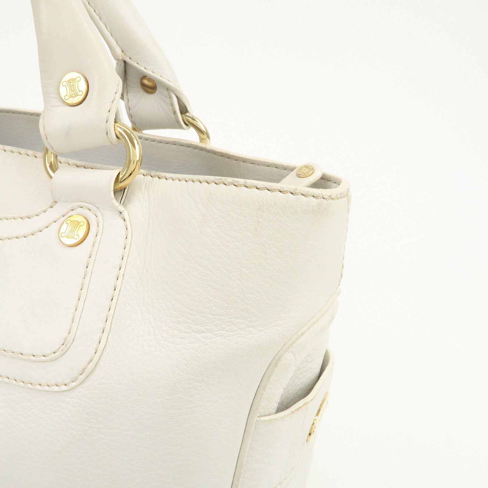 CELINE Leather Boogie Bag Hand Bag Tote Bag  Ivory