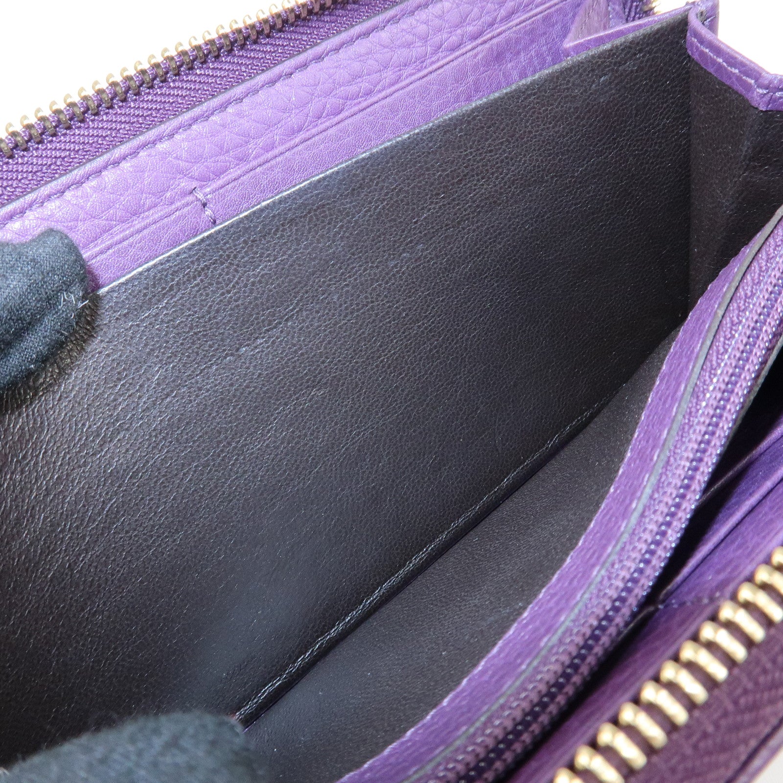 GUCCI SOHO Leather Zip Around Long Wallet Purple Used