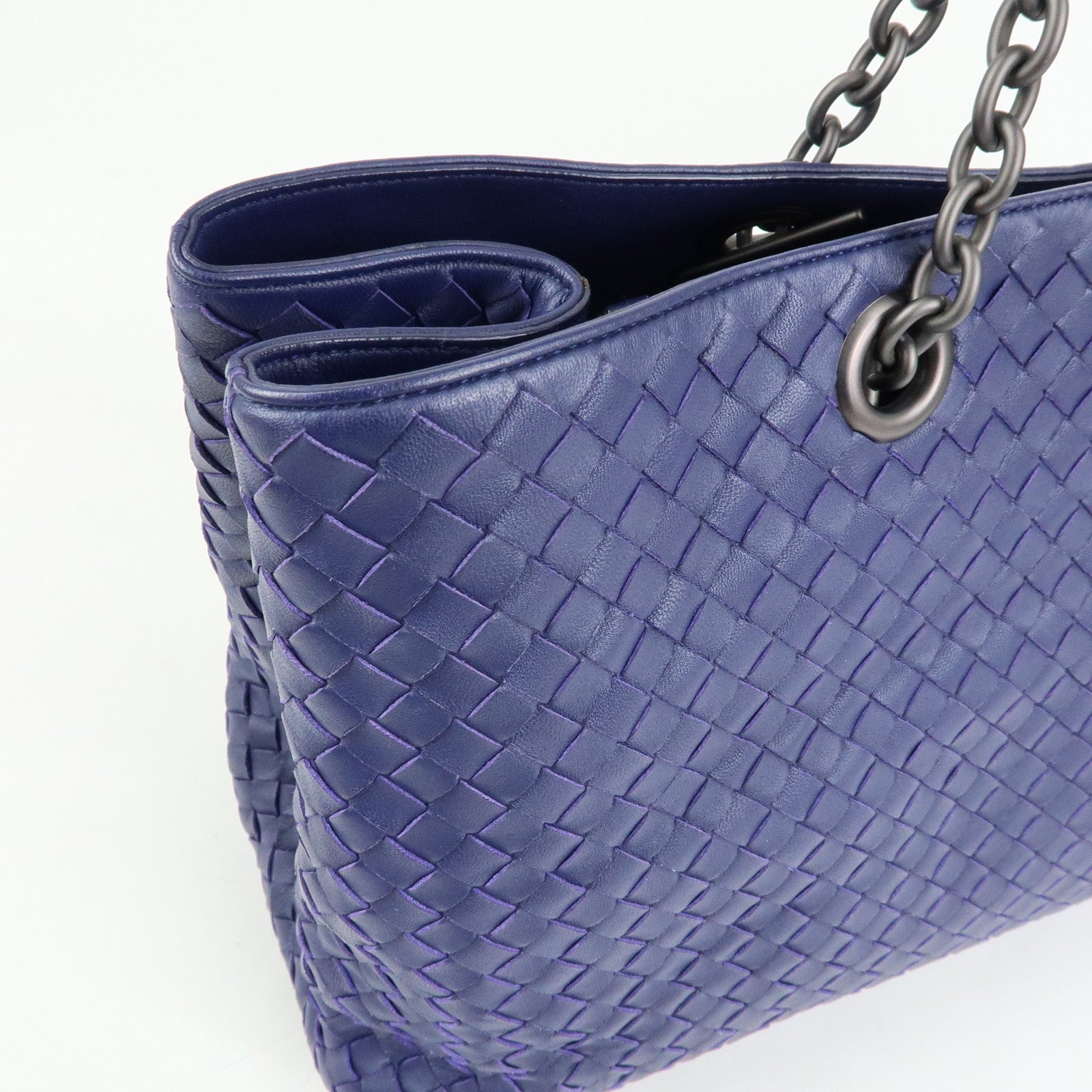 BOTTEGA VENETA Intrecciato Leather Shoulder Bag Tote Bag Blue