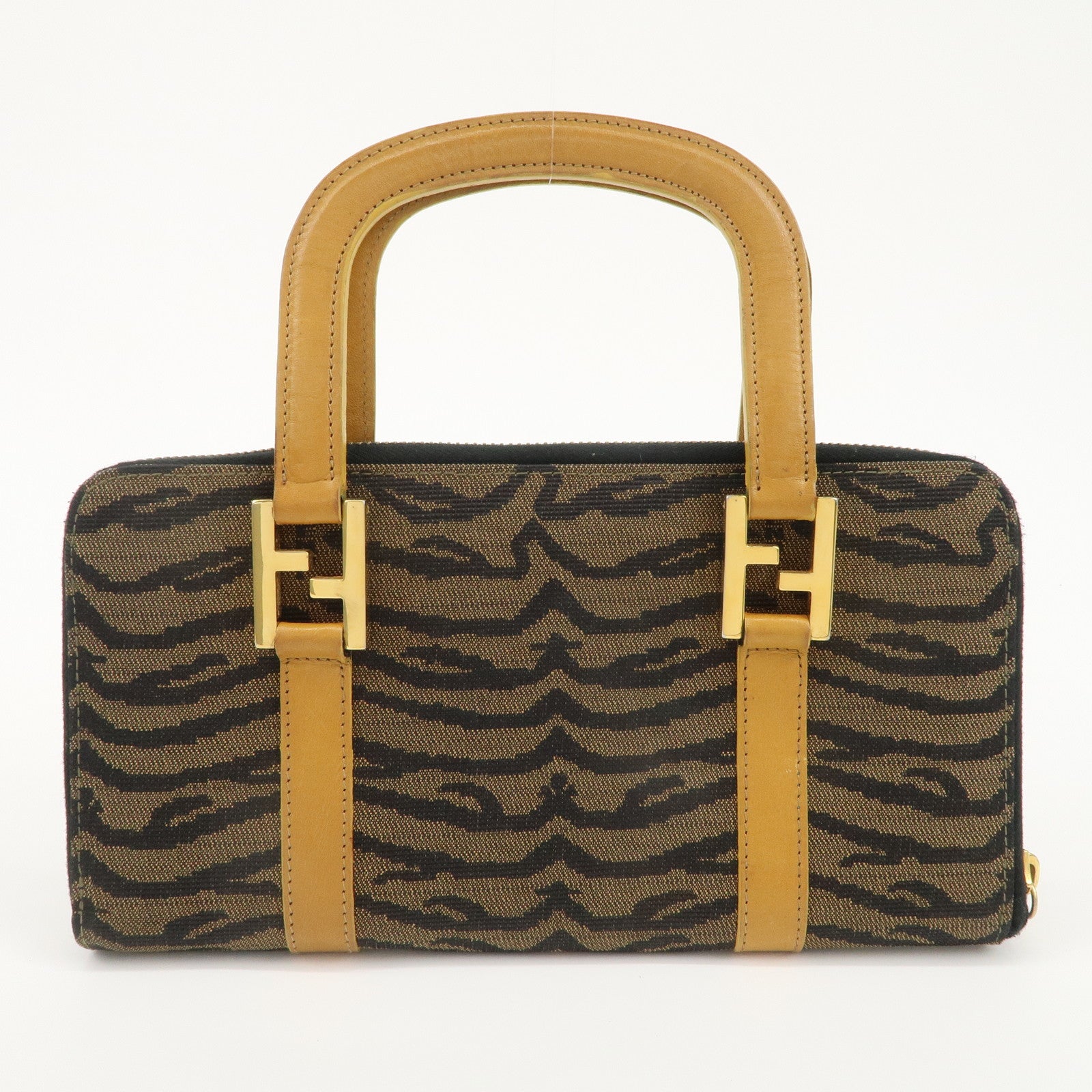 GUCCI  Leather × GG Canvas Black 07198 Used