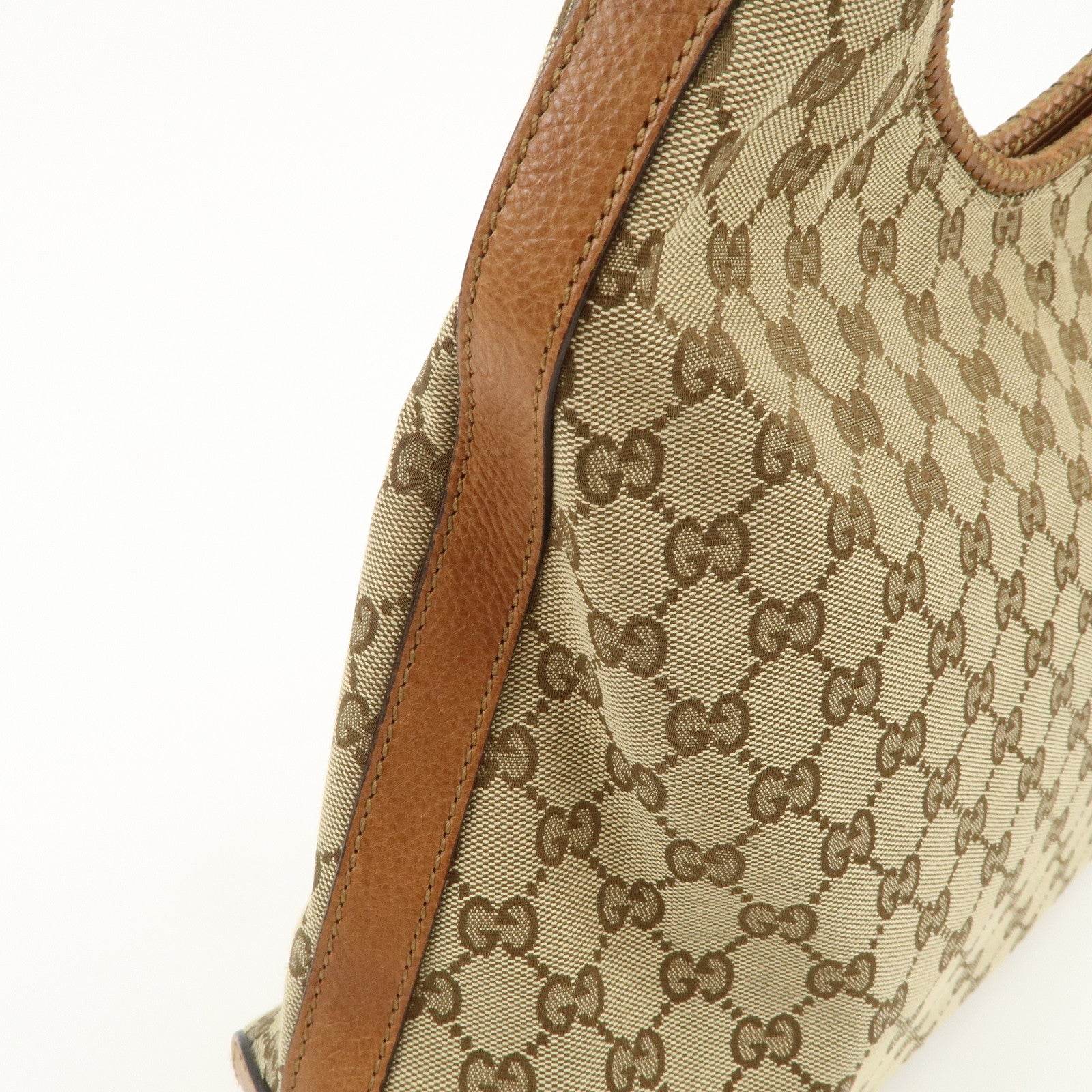 GUCCI Marrakech GG Canvas Leather Shoulder Bag Beige Brown 257026 Used