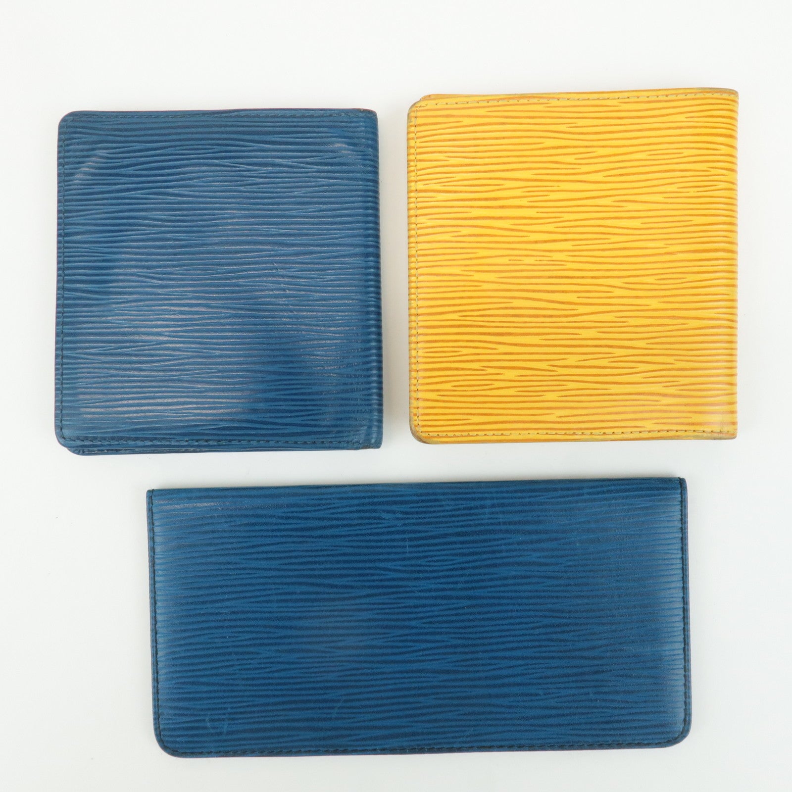 Louis Vuitton Set of 3 Epi Leather Wallet Blue Yellow M63319/M63315 Used
