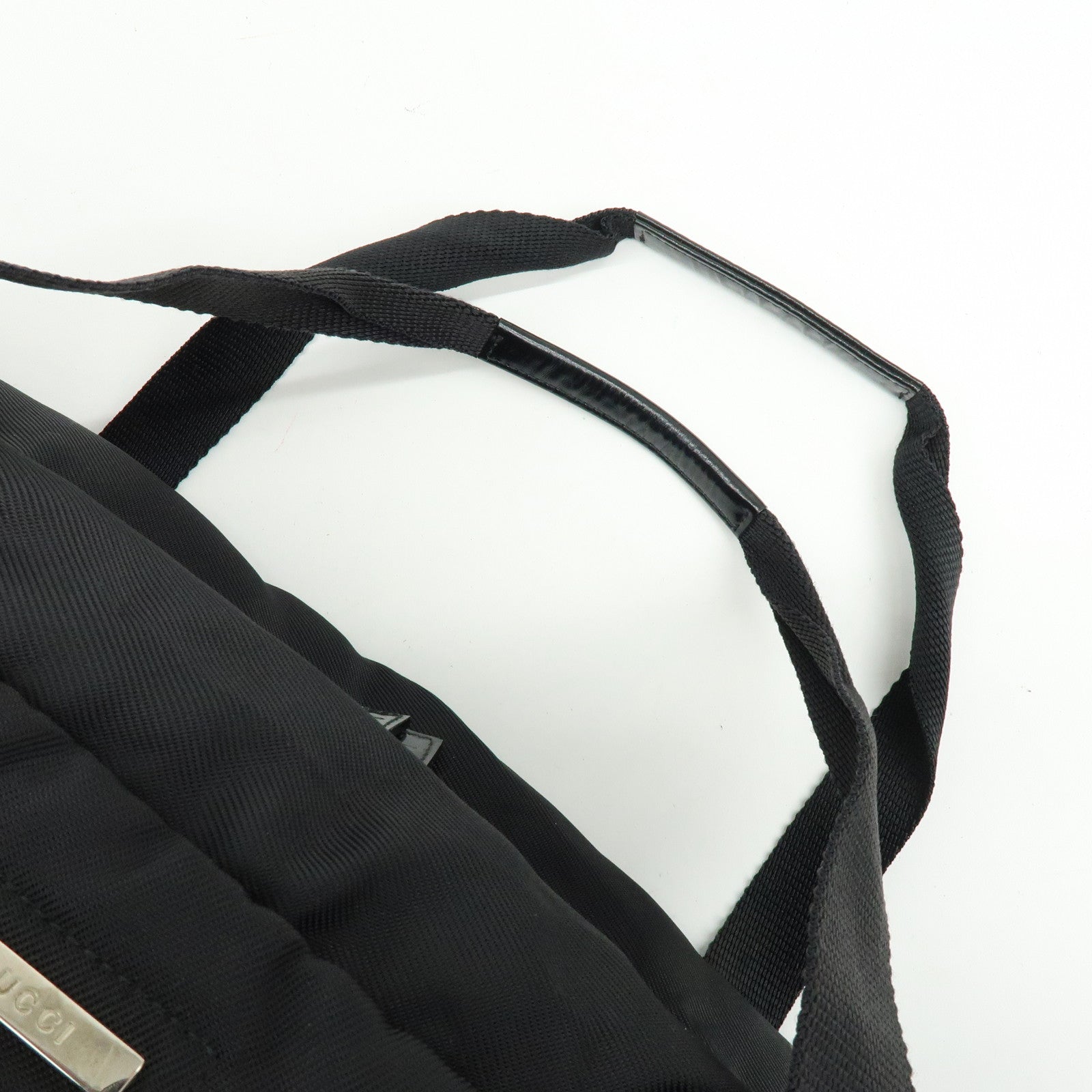 GUCCI Nylon Leather Boston Bag Shoulder Bag Black 012・0389・002058