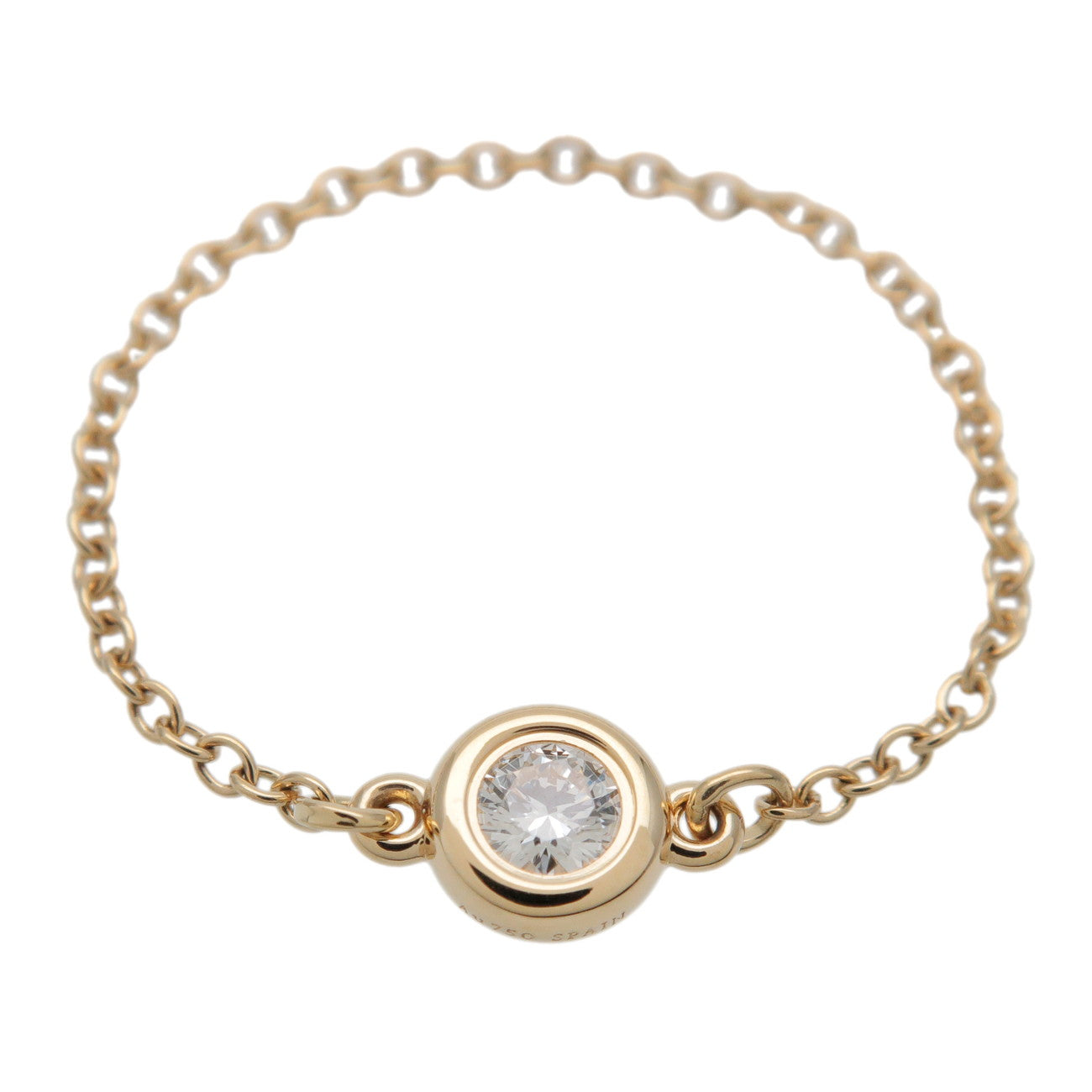 Tiffany & Co By The Yard 1P Diamond Ring 750YG 18K US7