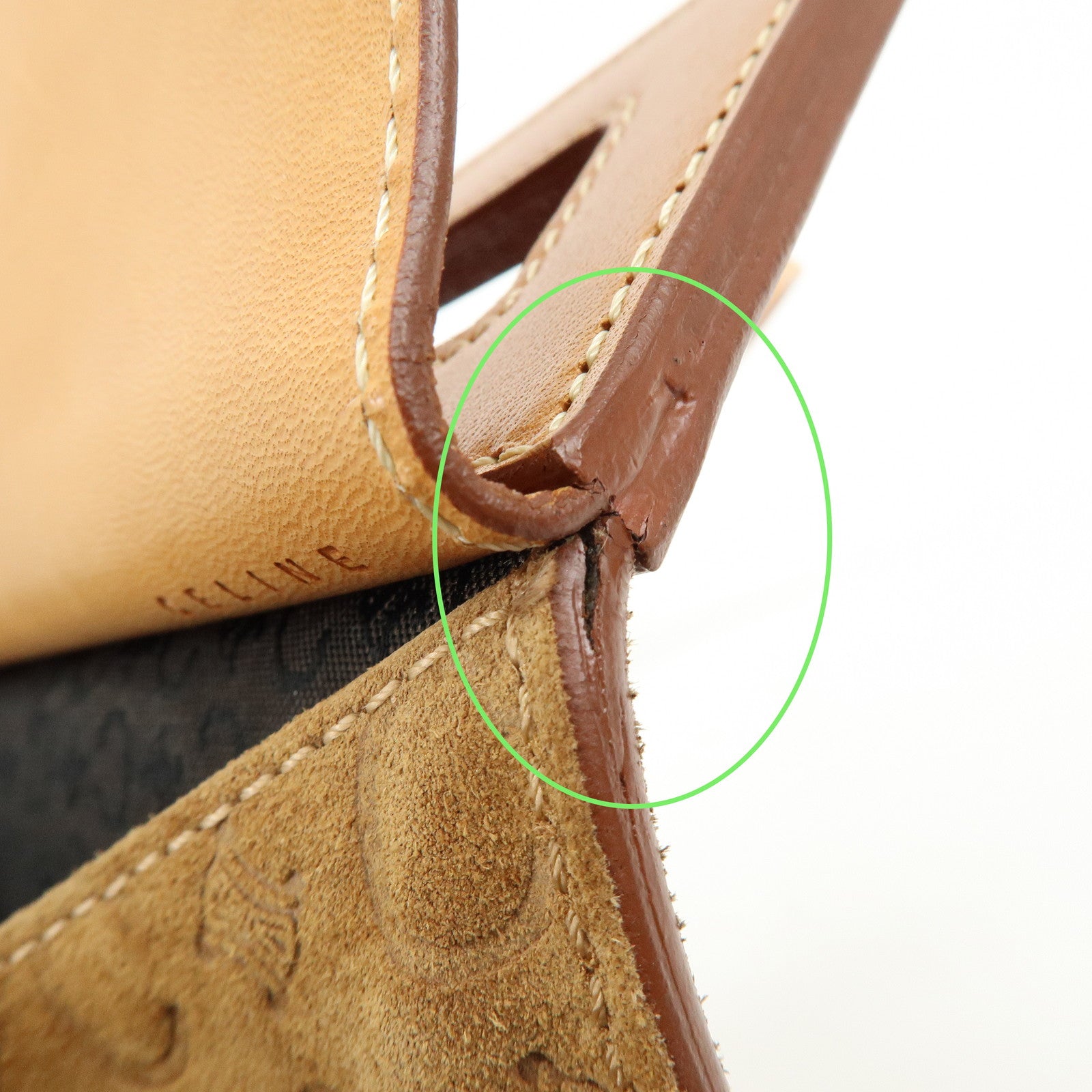 CELINE C Macadam Suede Leather Shoulder Bag Crossbody Bag Brown