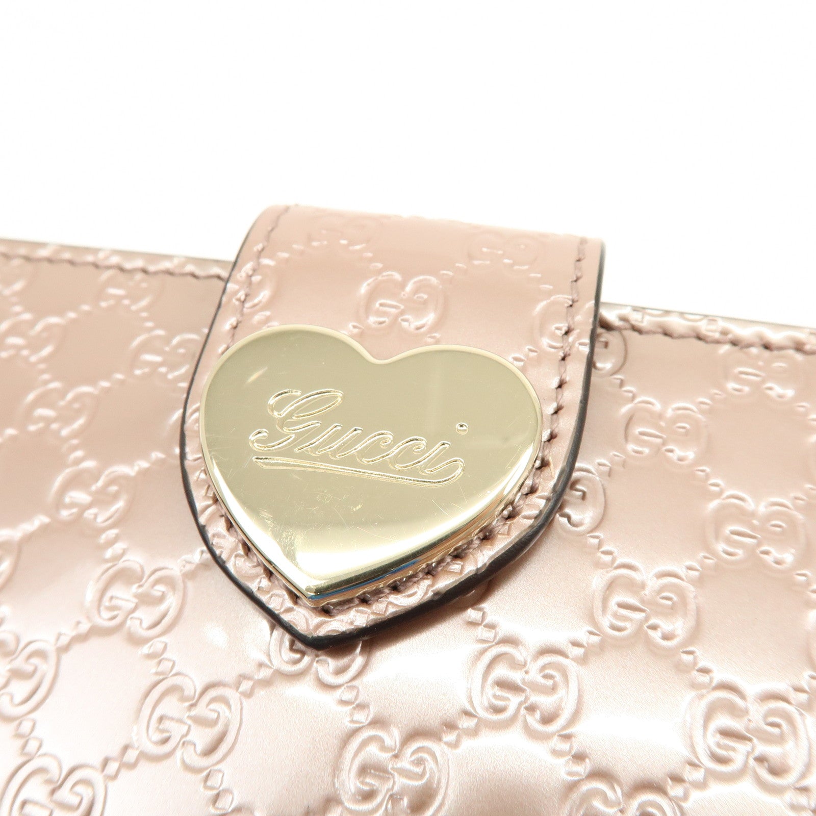 GUCCI Lovely Heart Microguccissima Bi-fold Long Wallet Pink 203550