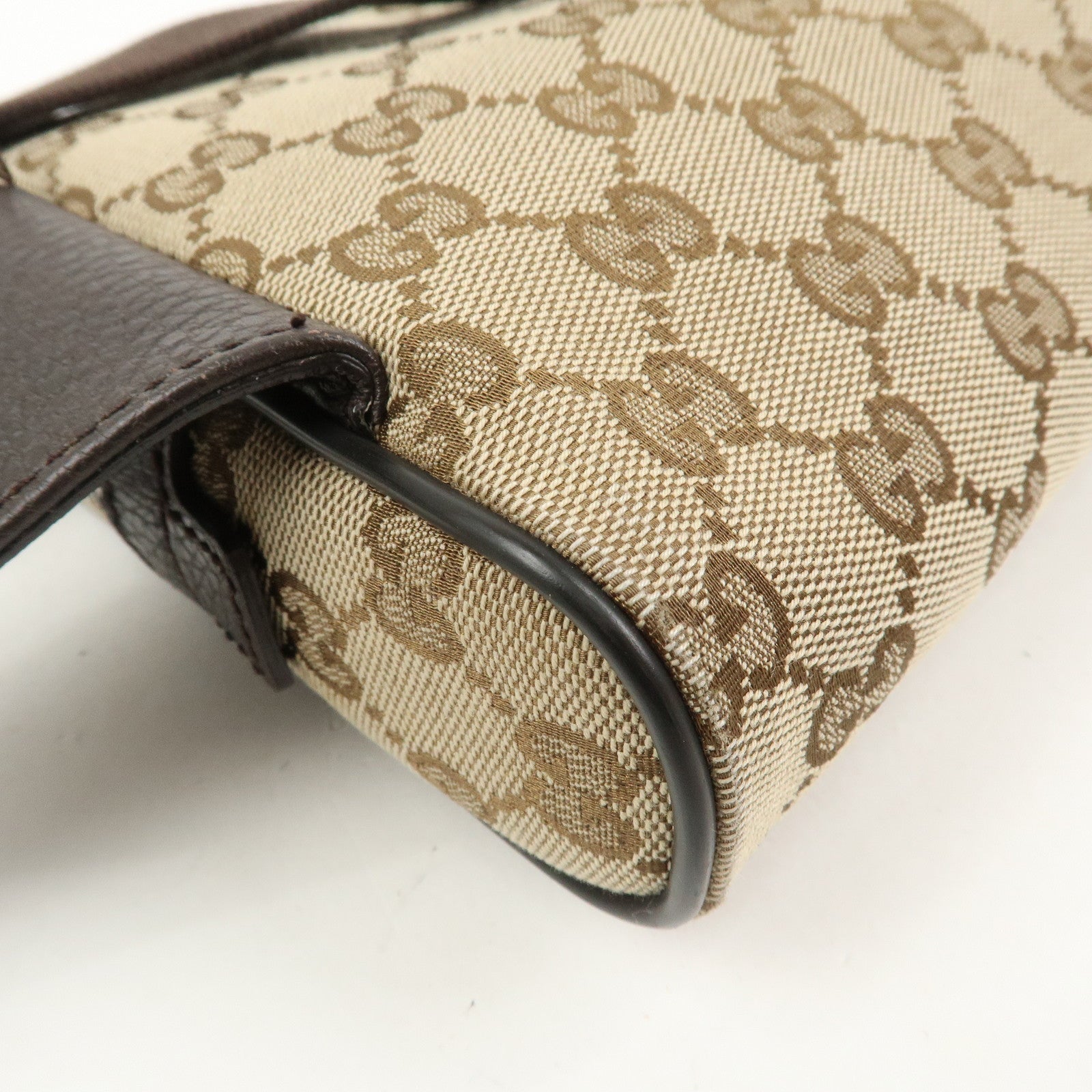 GUCCI GG Canvas Leather Waist Bag Crossbody Bag Beige Brown 449174