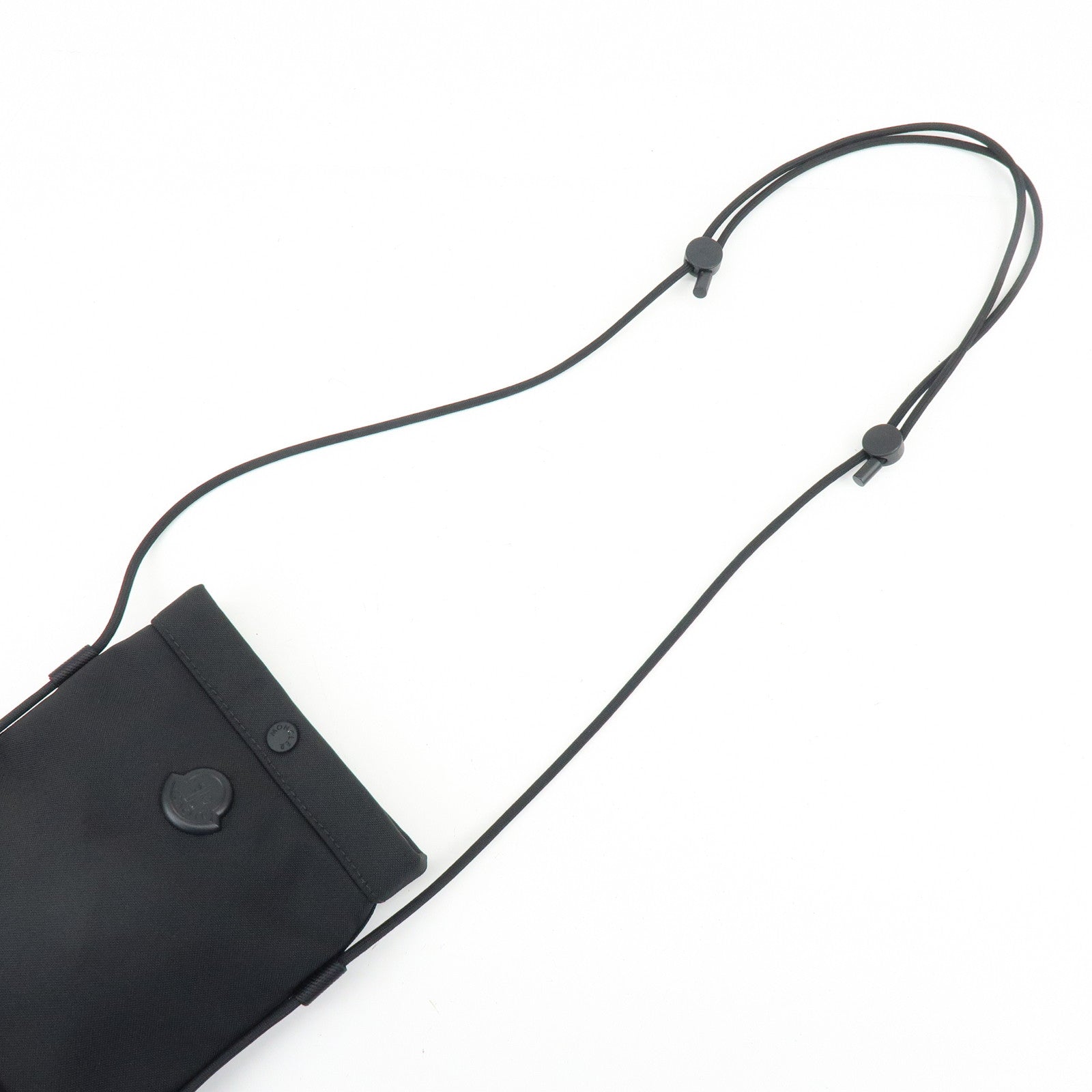 MONCLER Nylon Suede Leather Shoulder Bag Tech Phone Bag Black