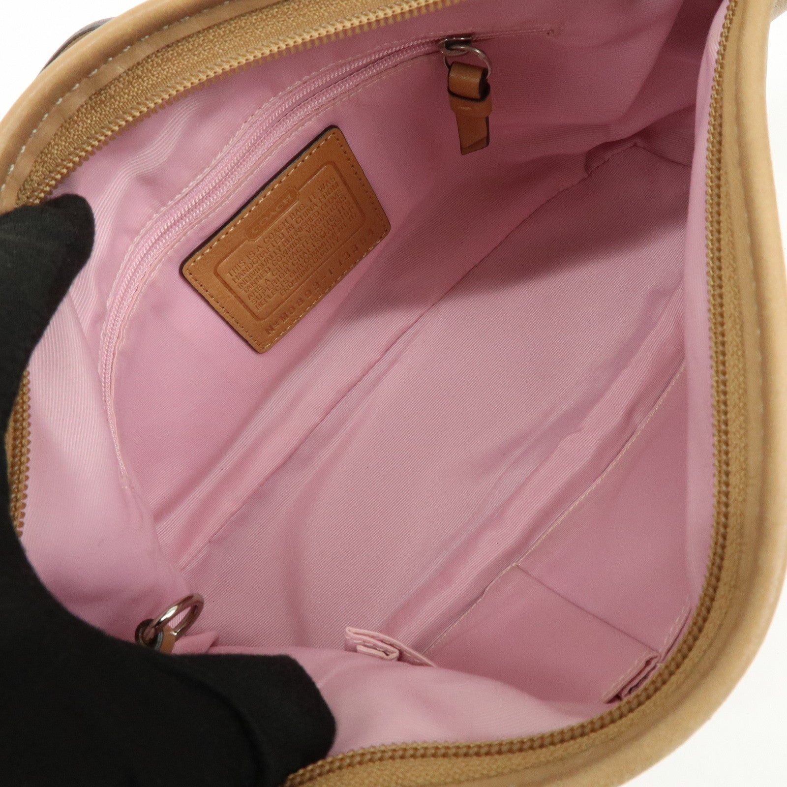 COACH Leather Shoulder Bag Light Brown