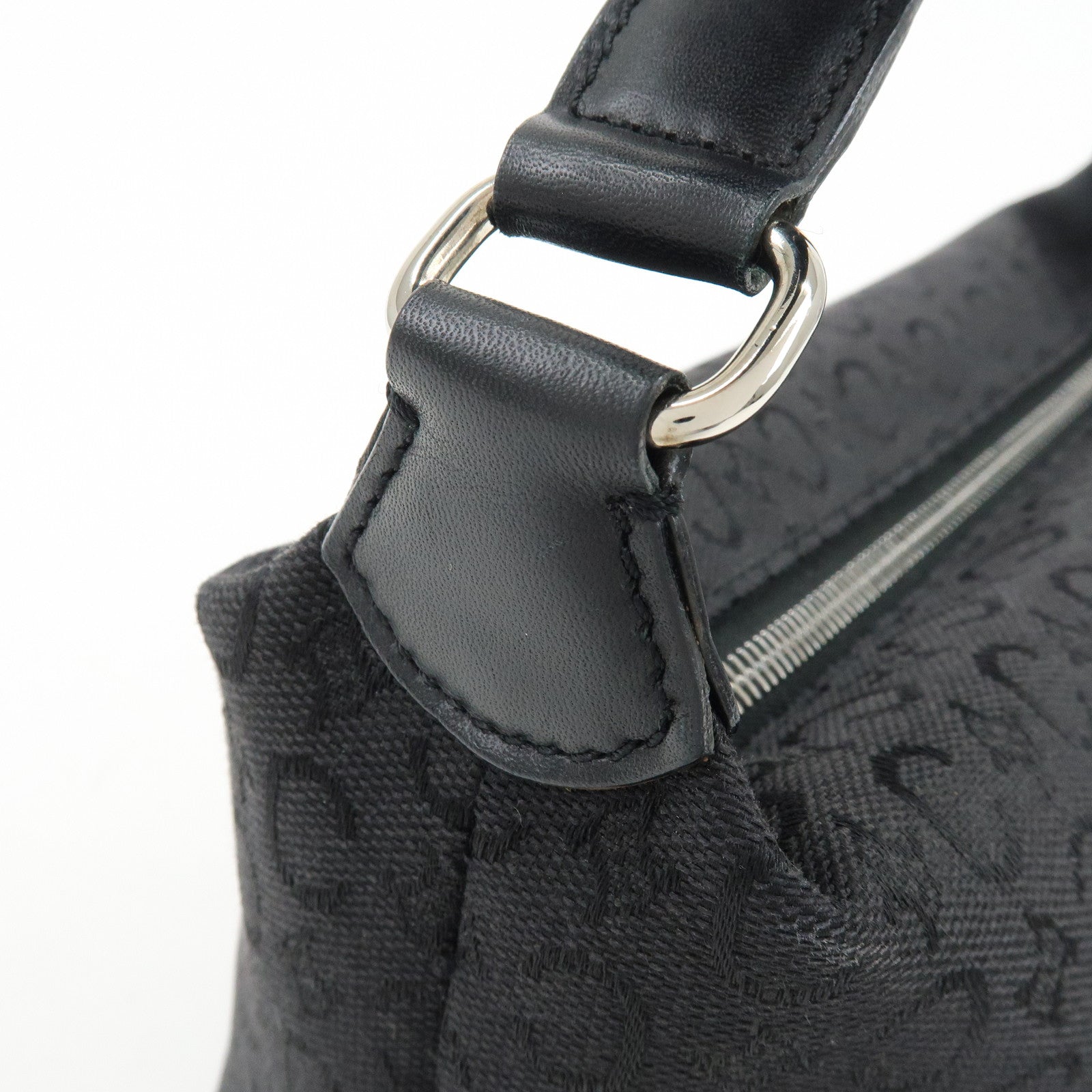 CELINE C Macadam Canvas Leather Hand Bag Shoulder Bag Black