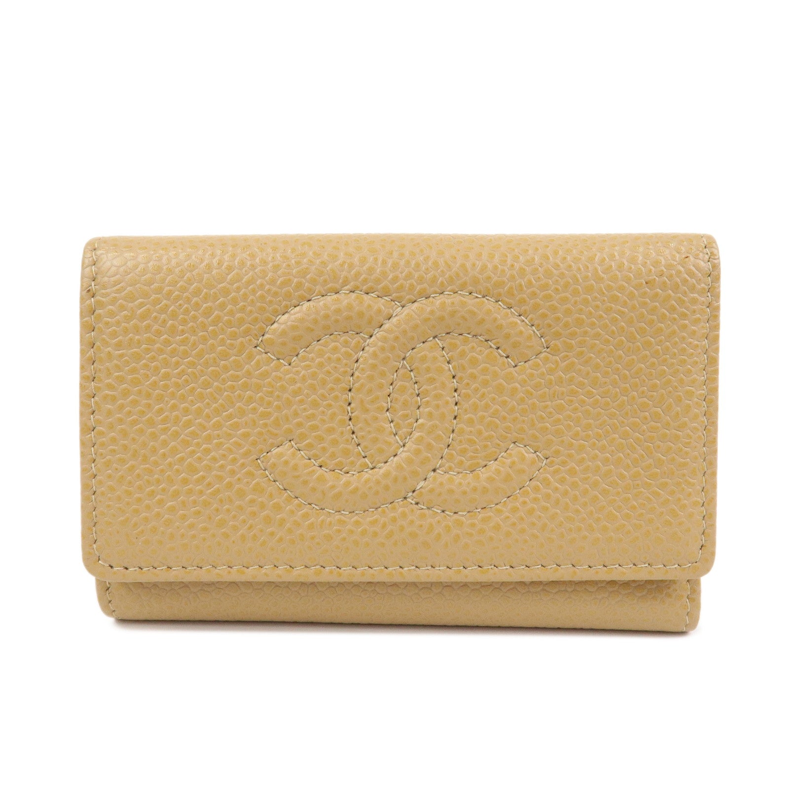 CHANEL COCO Mark Caviarskin Key Case Key Holder Light Brown