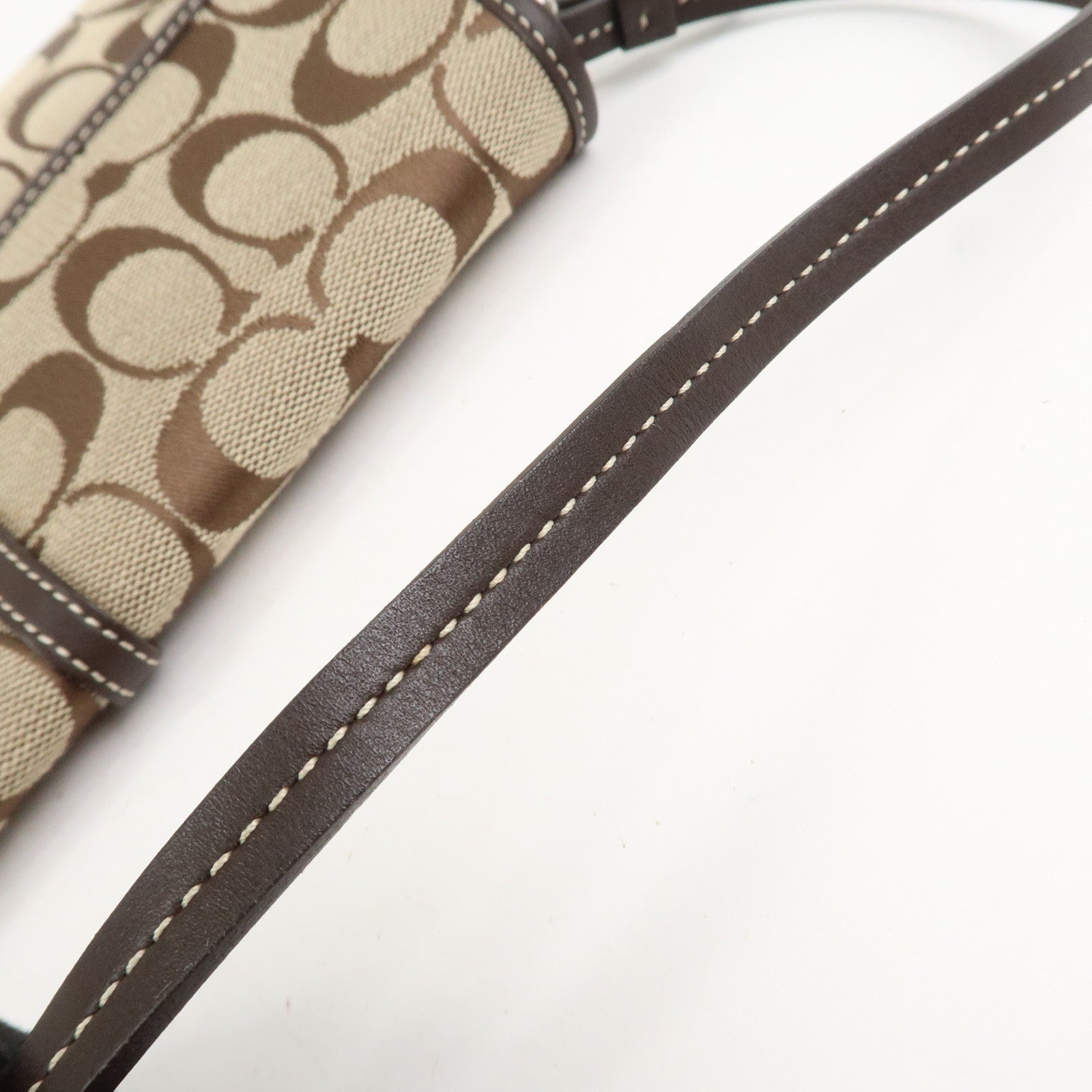 COACH Signature Canvas Leather Shoulder Bag Hand Bag Brown