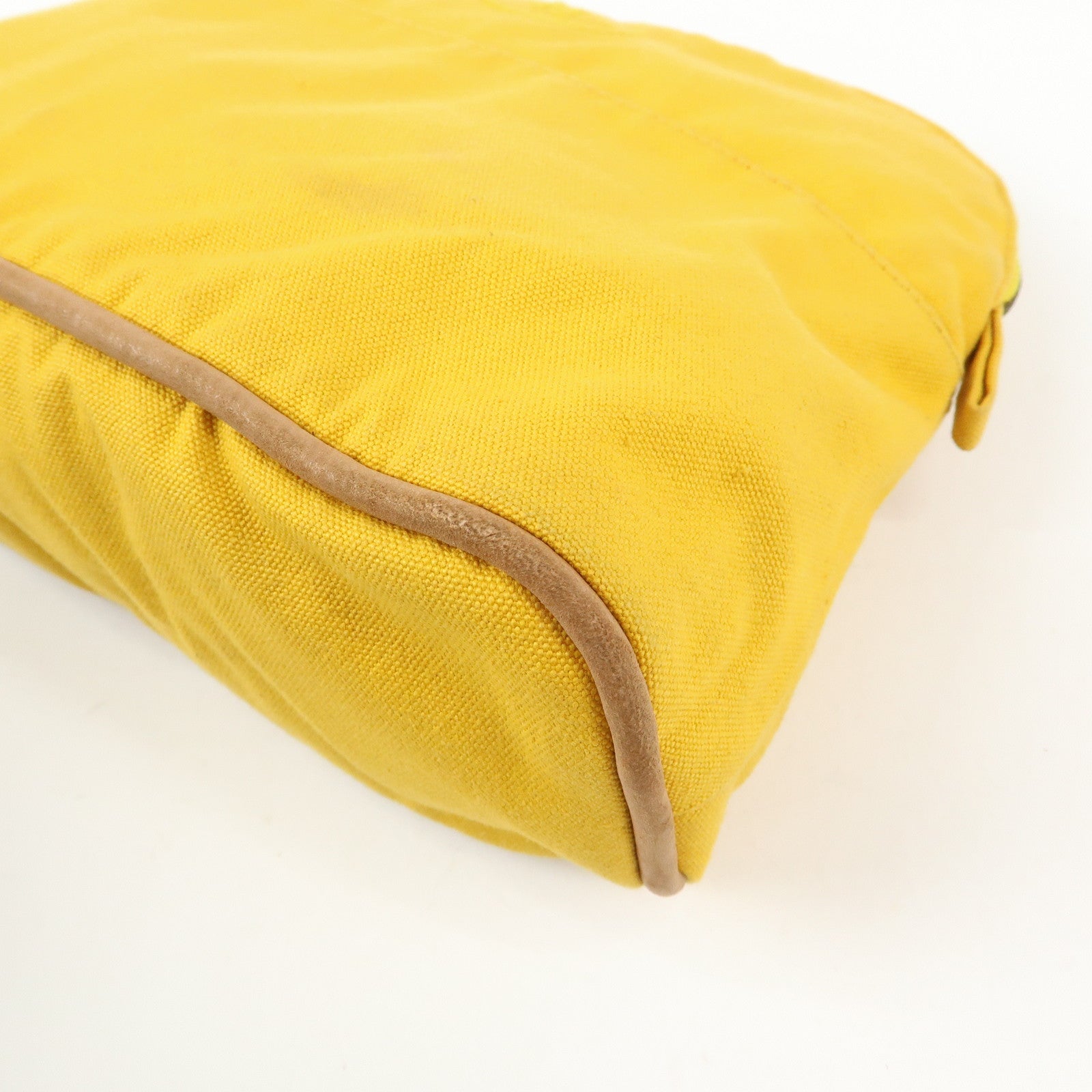 HERMES Bolide MM Canvas Leather Pouch Cosmetic Pouch Yellow