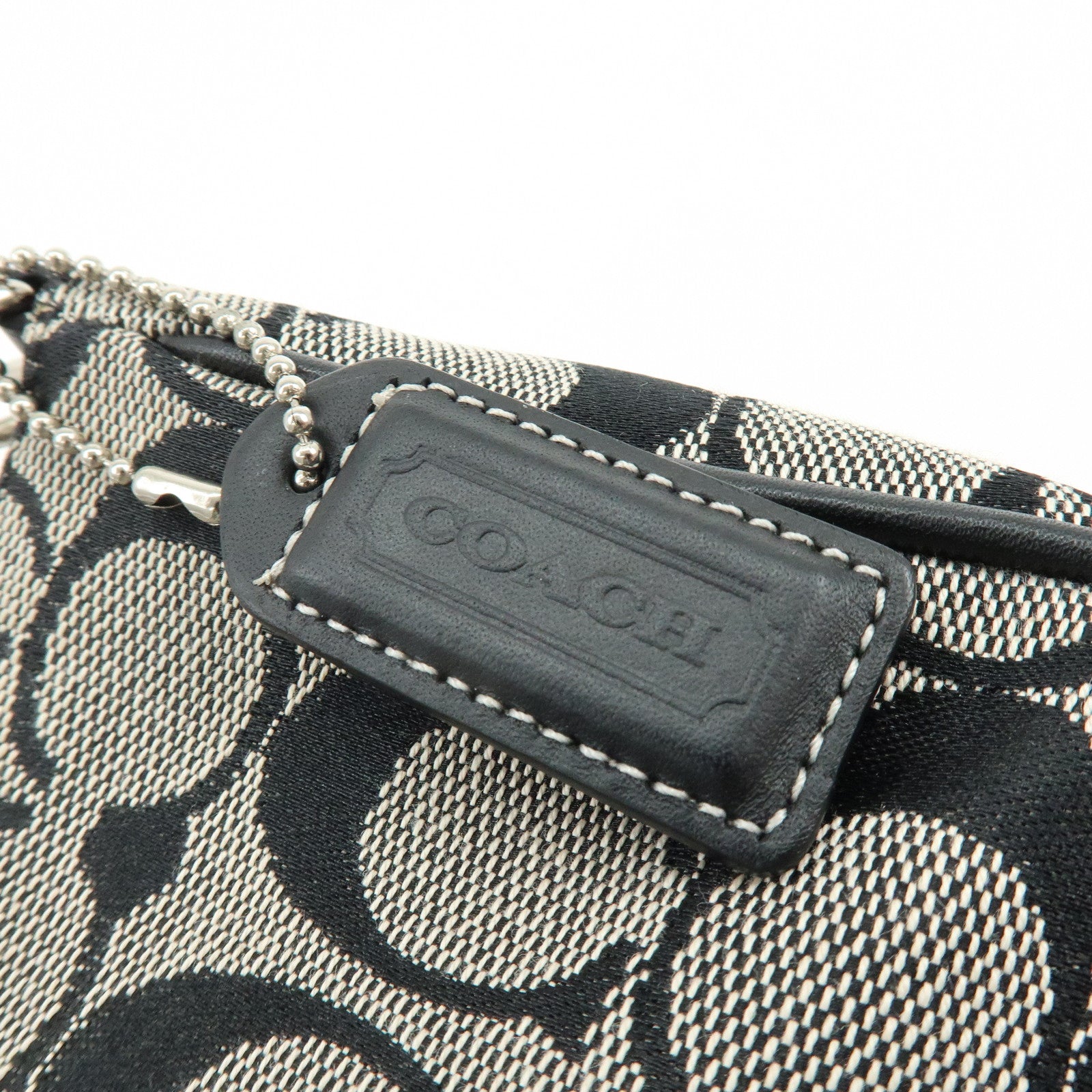 COACH Signature Canvas Leather Hand Bag Pouch Black