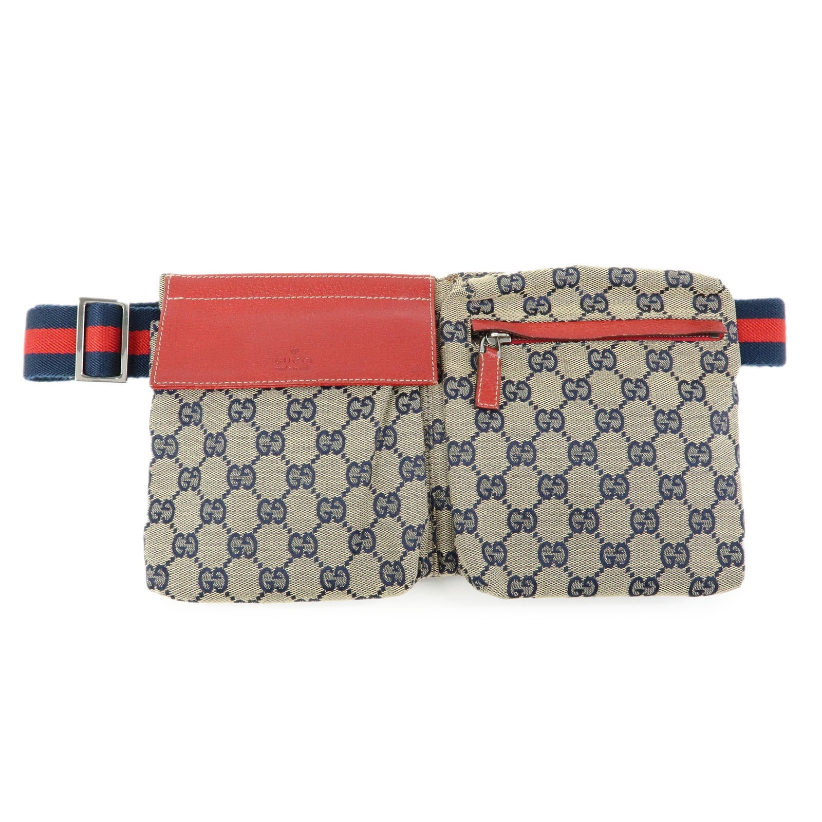 GUCCI Sherry GG Canvas Leather Waist Bag Crossbody Bag 28566