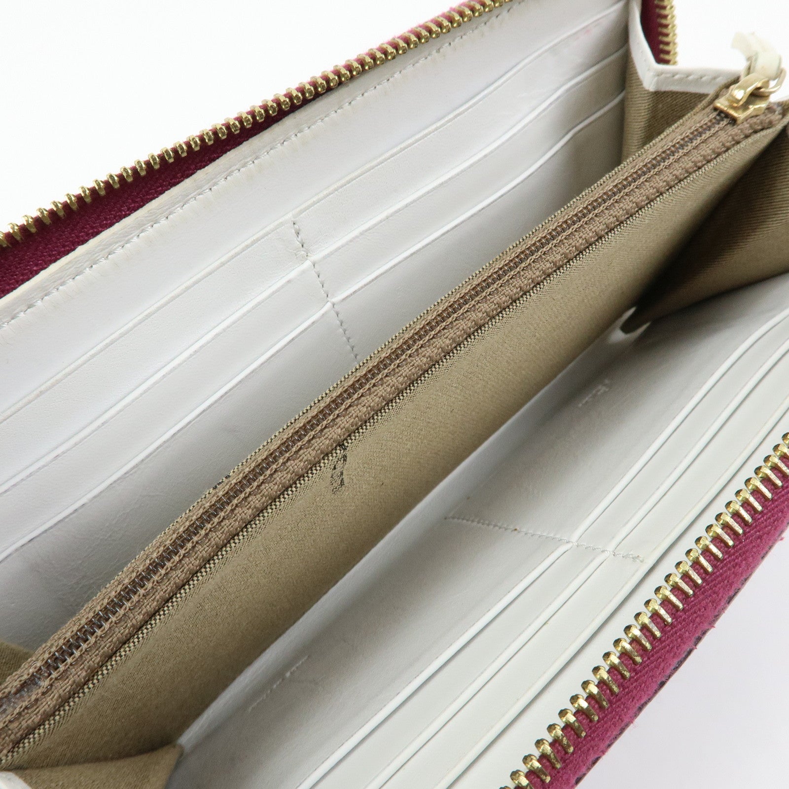FENDI Zucca PVC Long Wallet Rose Ladybug Motif Purple 8M0024