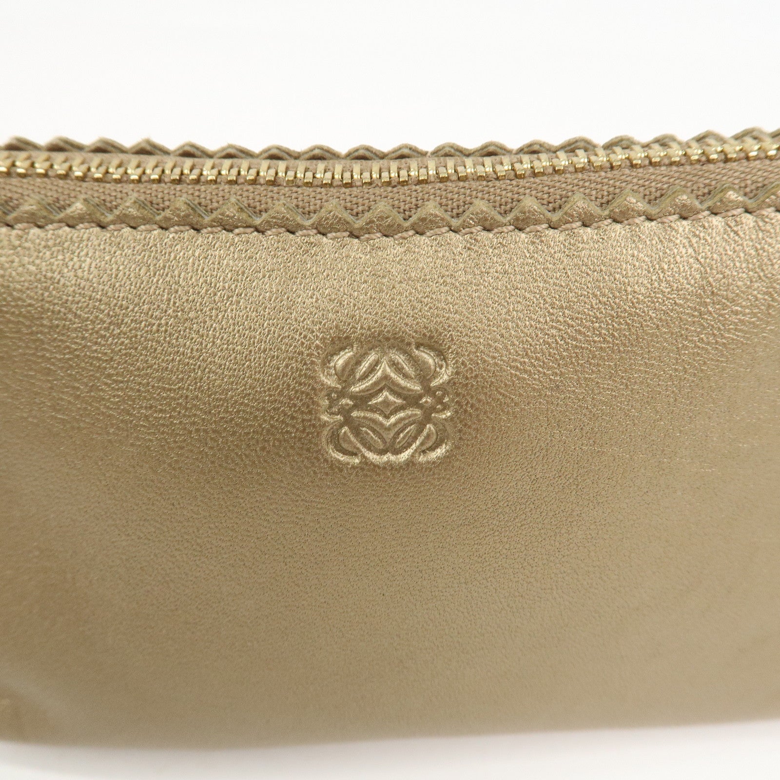 LOEWE Anagram Leather Tassel Pouch Cosmetic Pouch Gold