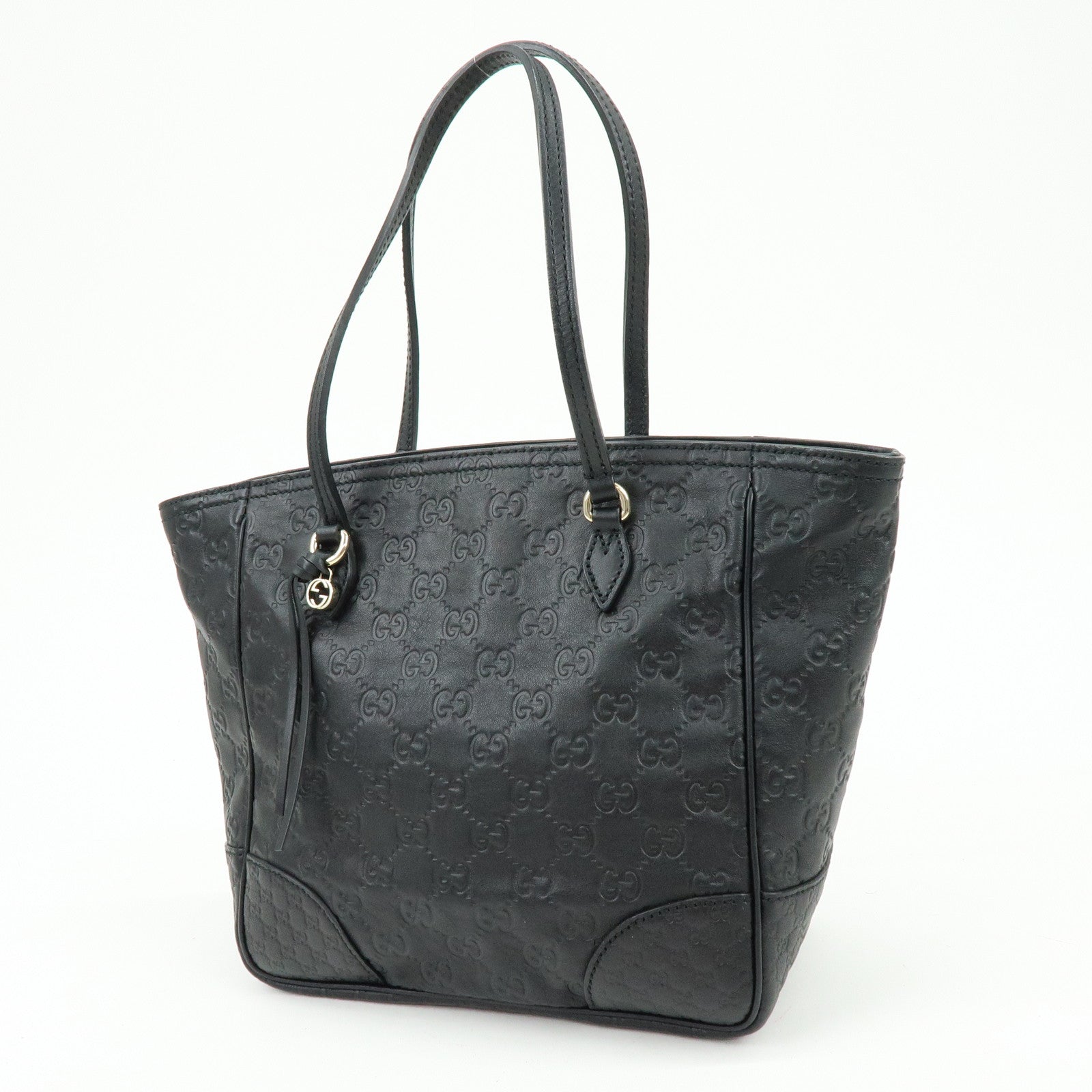 GUCCI Interlocking G Micro Guccissima Leather Hand Bag Black 353119