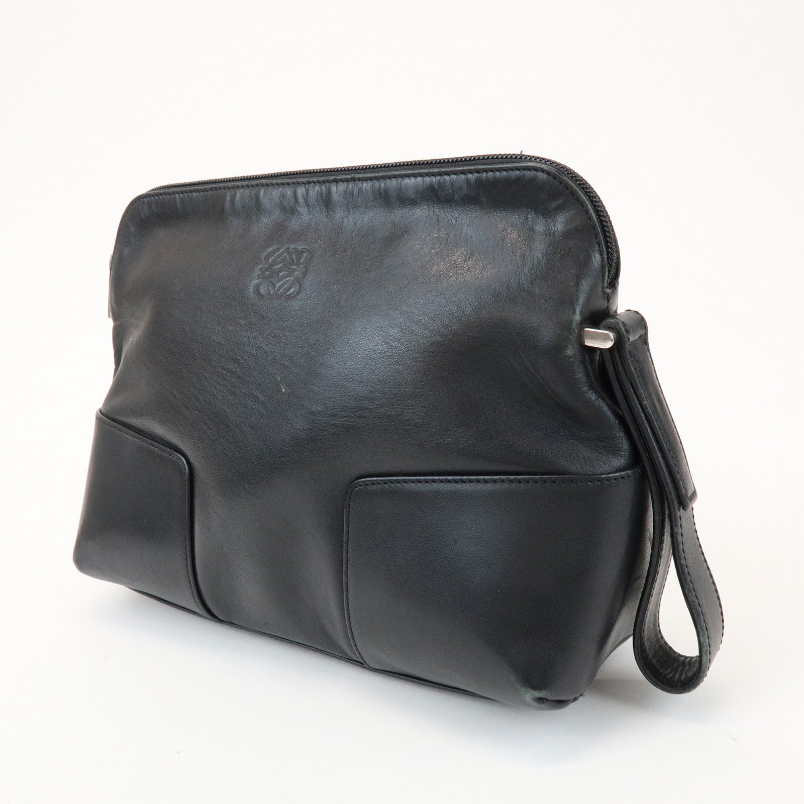 LOEWE Anagram Logo Leather Clutch Bag Black
