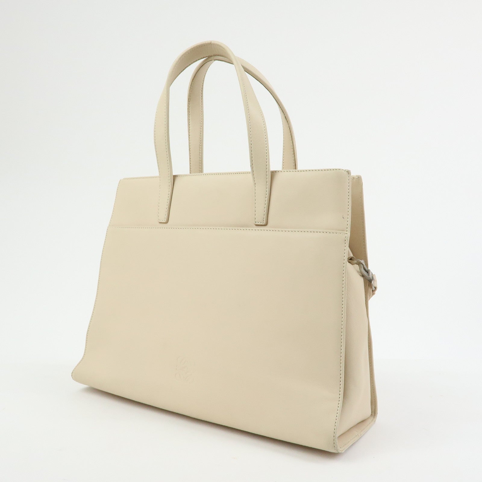 LOEWE Anagram Nappa Leather 2Way Bag Hand Shoulder Bag Ivory