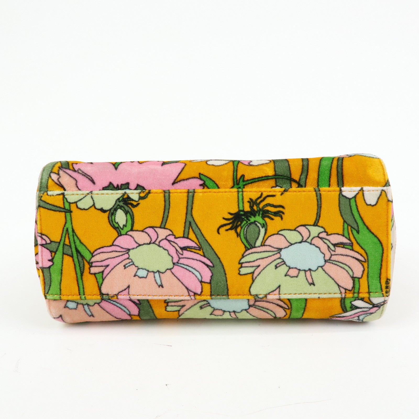 FENDI Peekaboo Mini Velour 2Way Hand Bag Flower Motif Orange 8BN244