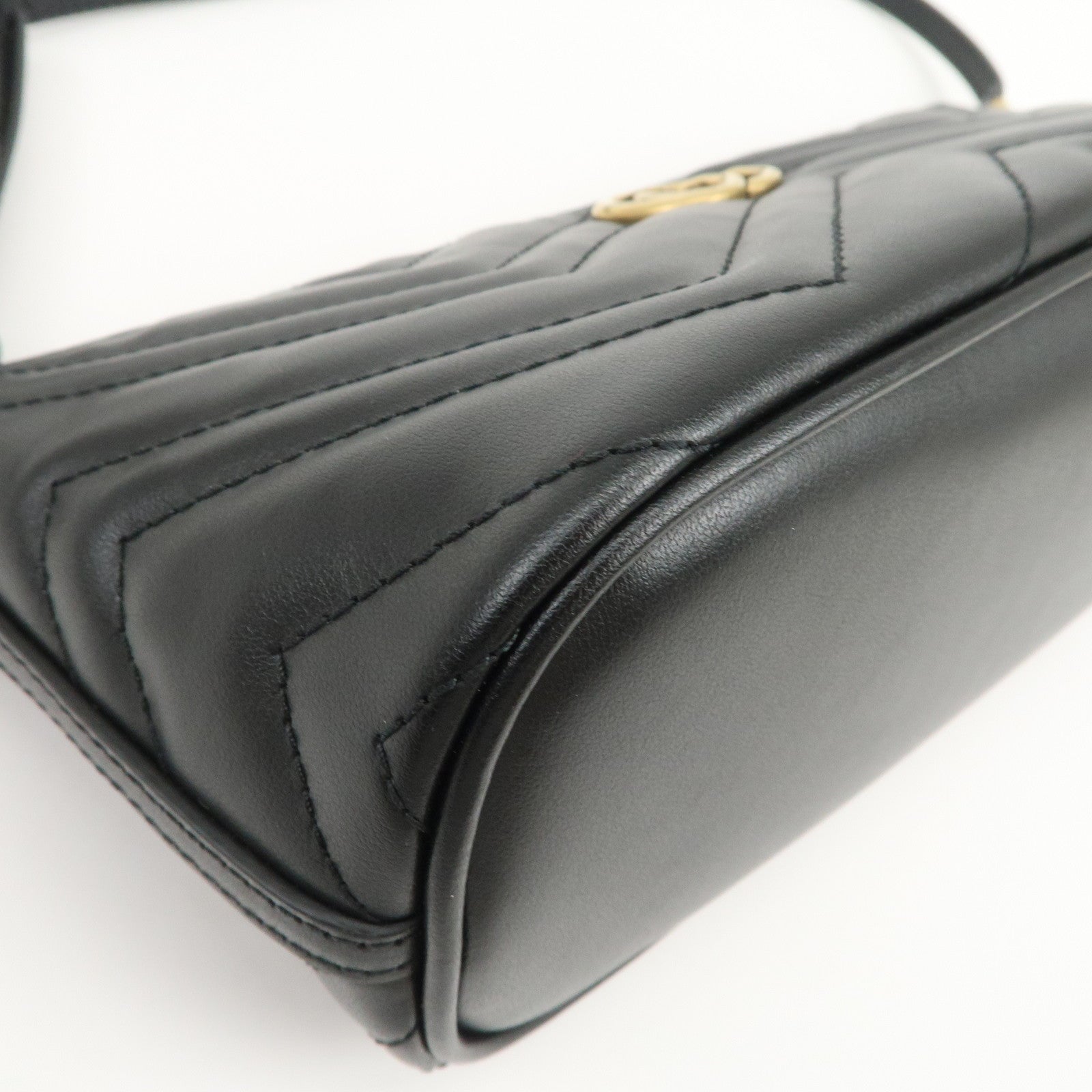 GUCCI Boat Bag GG Marmont Leather Shoulder Bag Hand Bag 739166