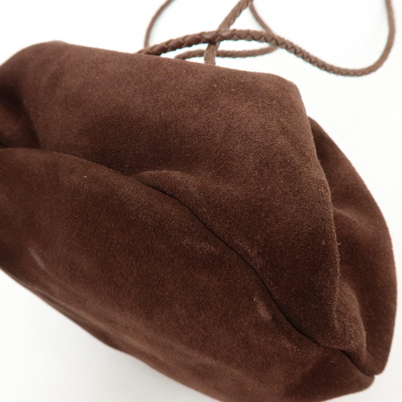 BOTTEGA VENETA Suede Leather Drawstring Shoulder Bag Brown