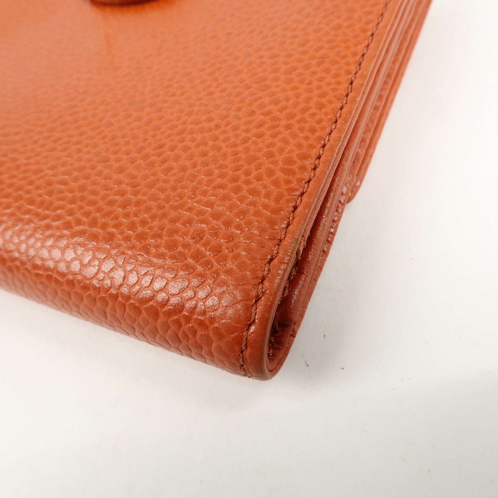 CHANEL COCO Mark Caviarskin Double Hook Bi-Fold Wallet A13496 Used