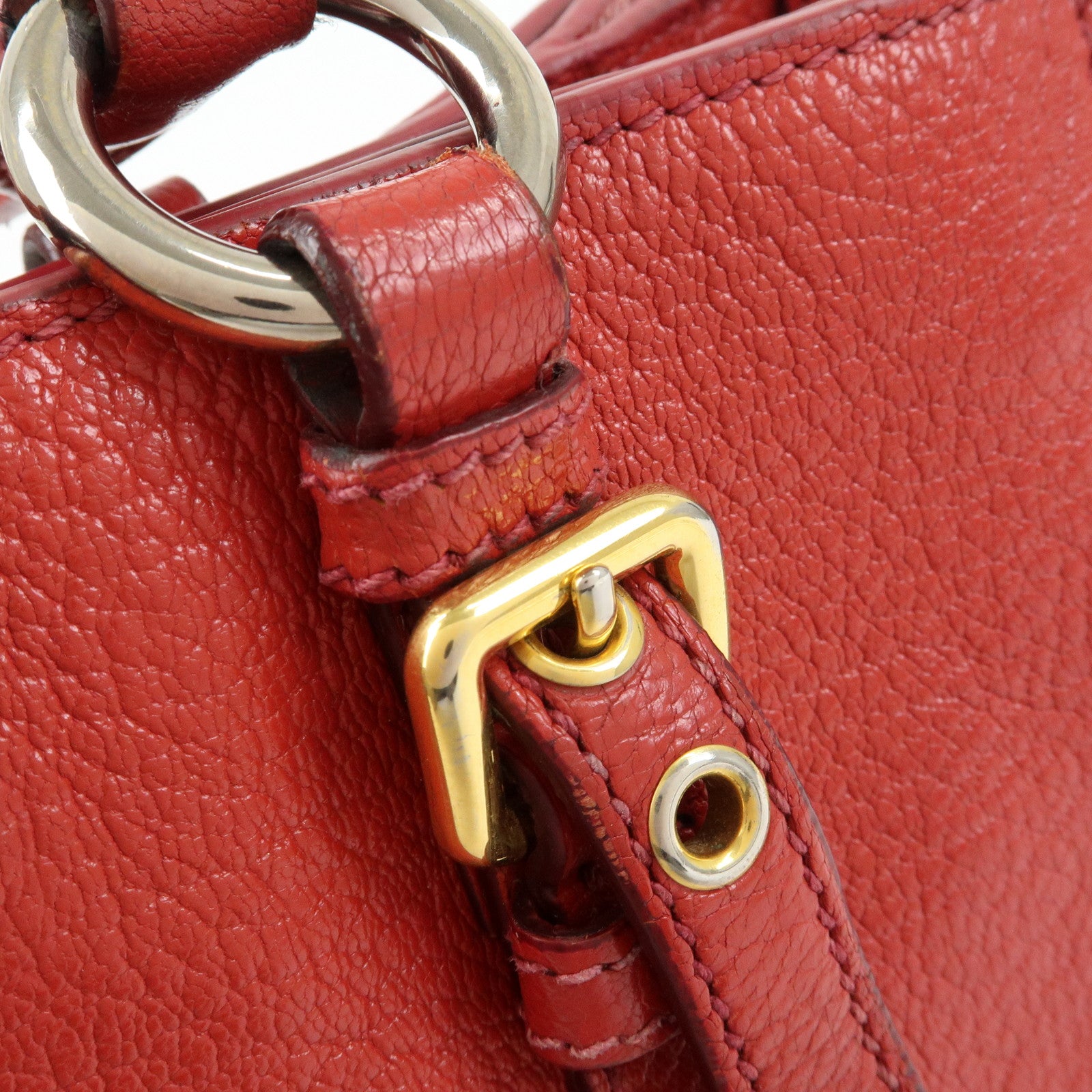 MIU MIU Madras Leather 2Way Bag Hand Bag Shoulder Bag Red