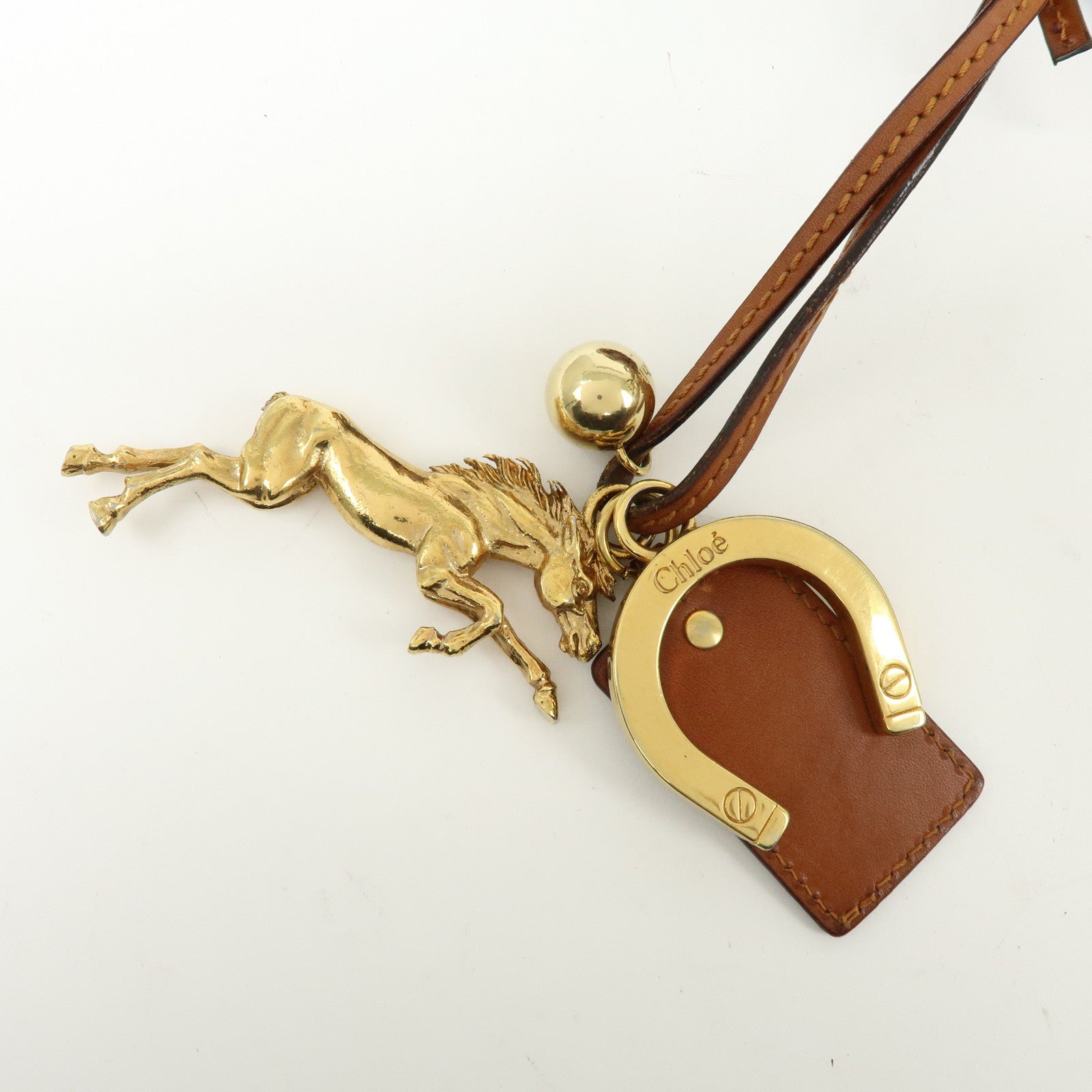 Chloe Kerala Leather Shoulder Bag Hand Bag Horse Charm Brown