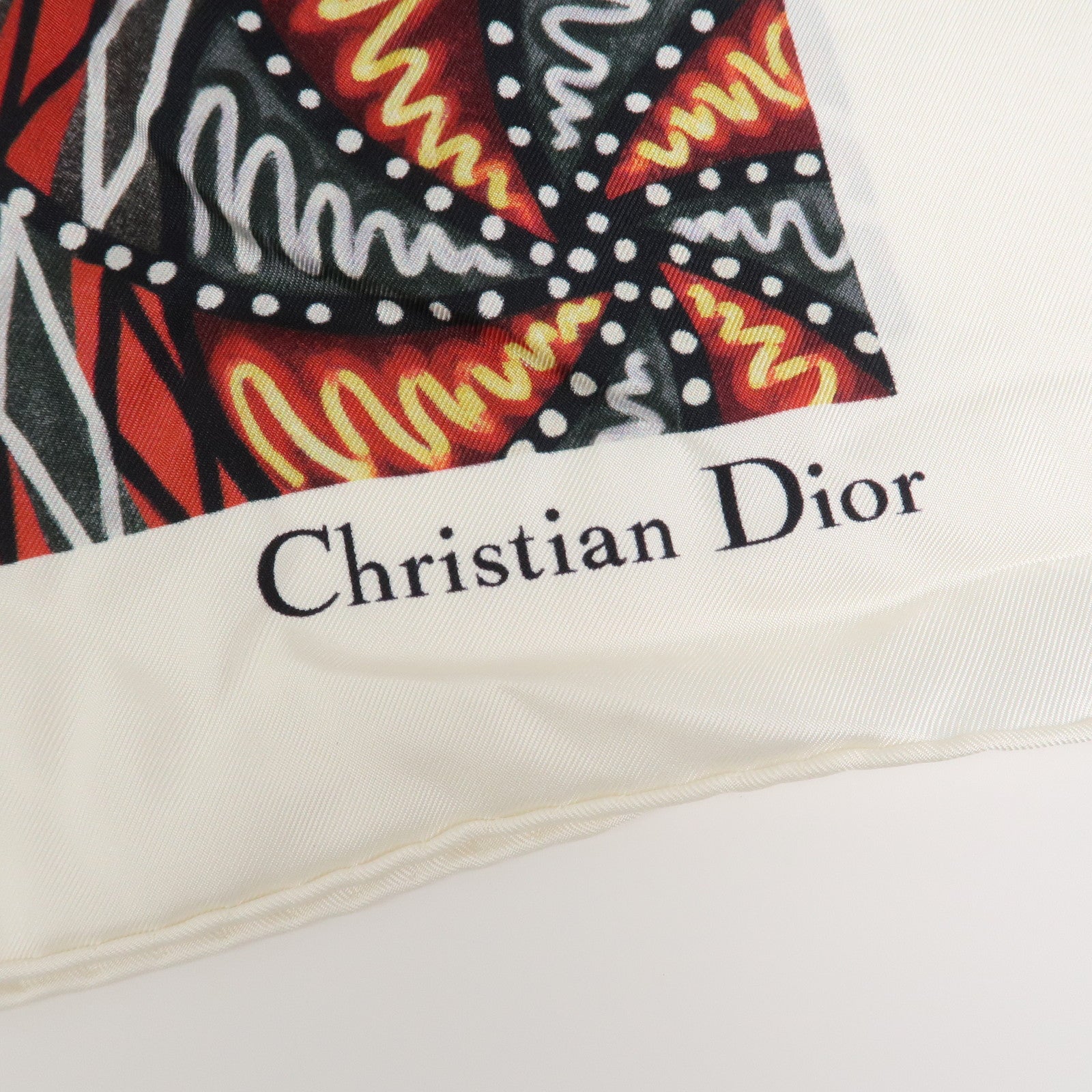 Christian Dior Logo Silk 100% Scarf Butterfly Motif Multicolor