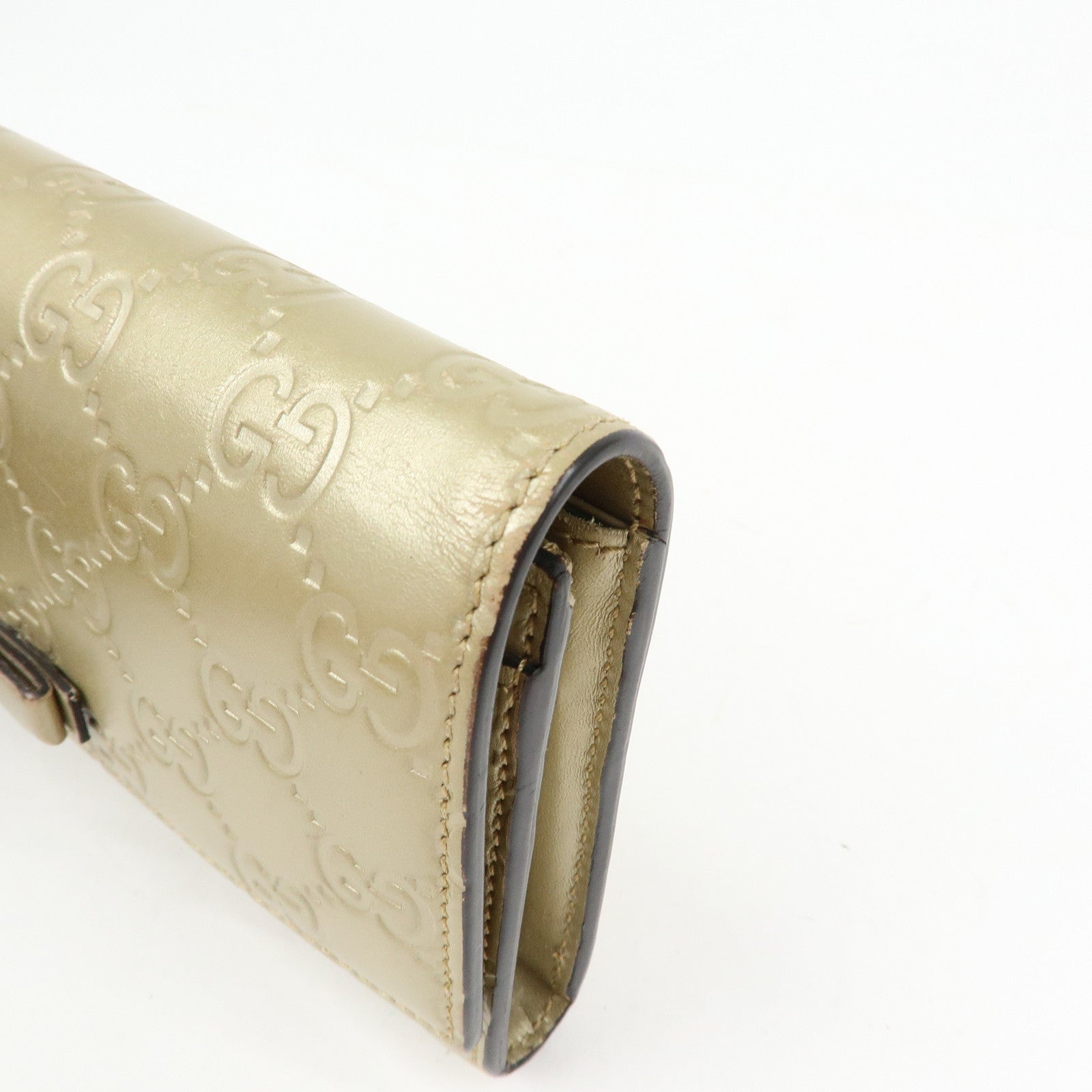 GUCCI Guccissima Interlocking G Flap Long Wallet Gold 388679